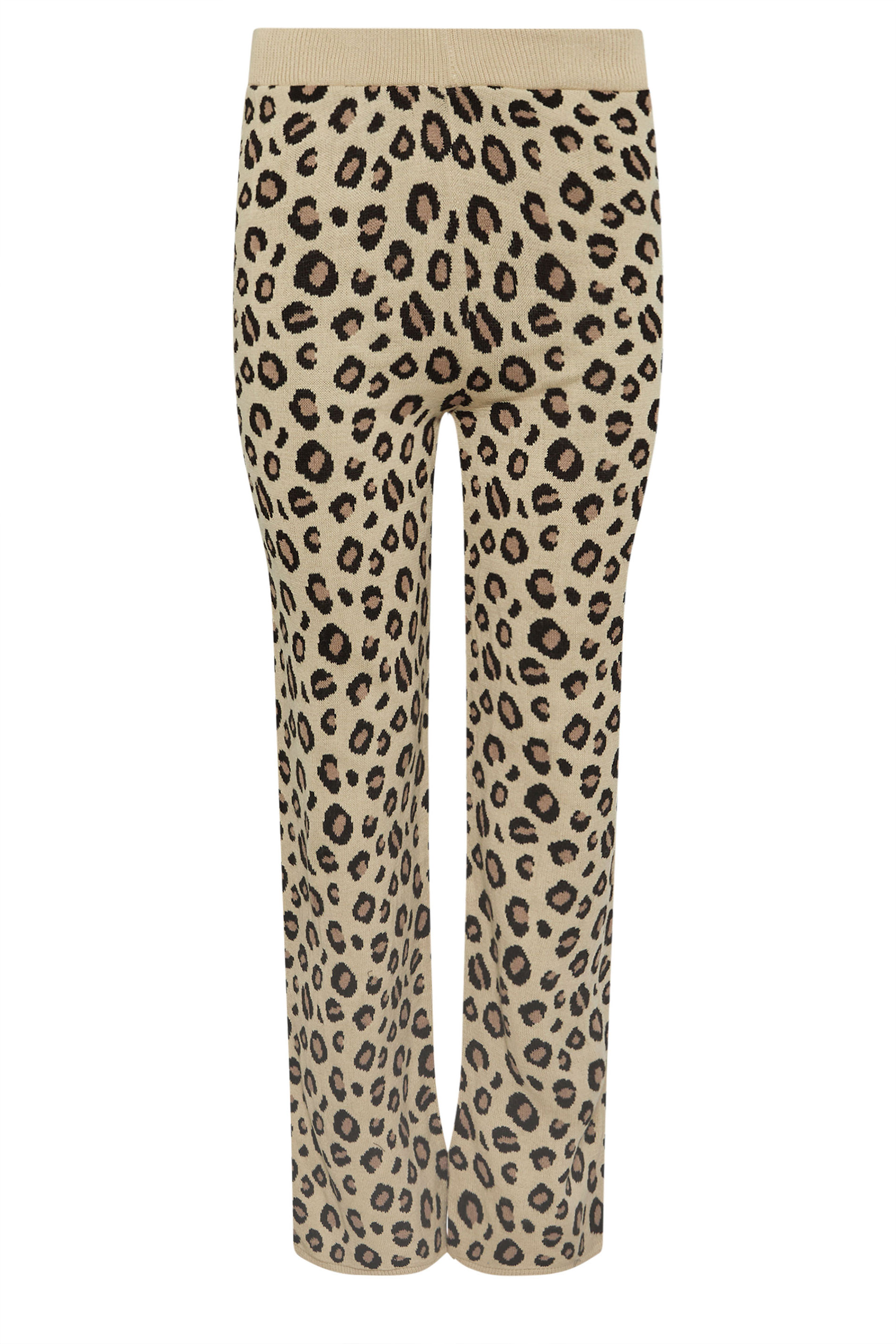 PixieGirl Petite Women's Natural Brown Leopard Print Wide Leg Trousers | PixieGirl 6