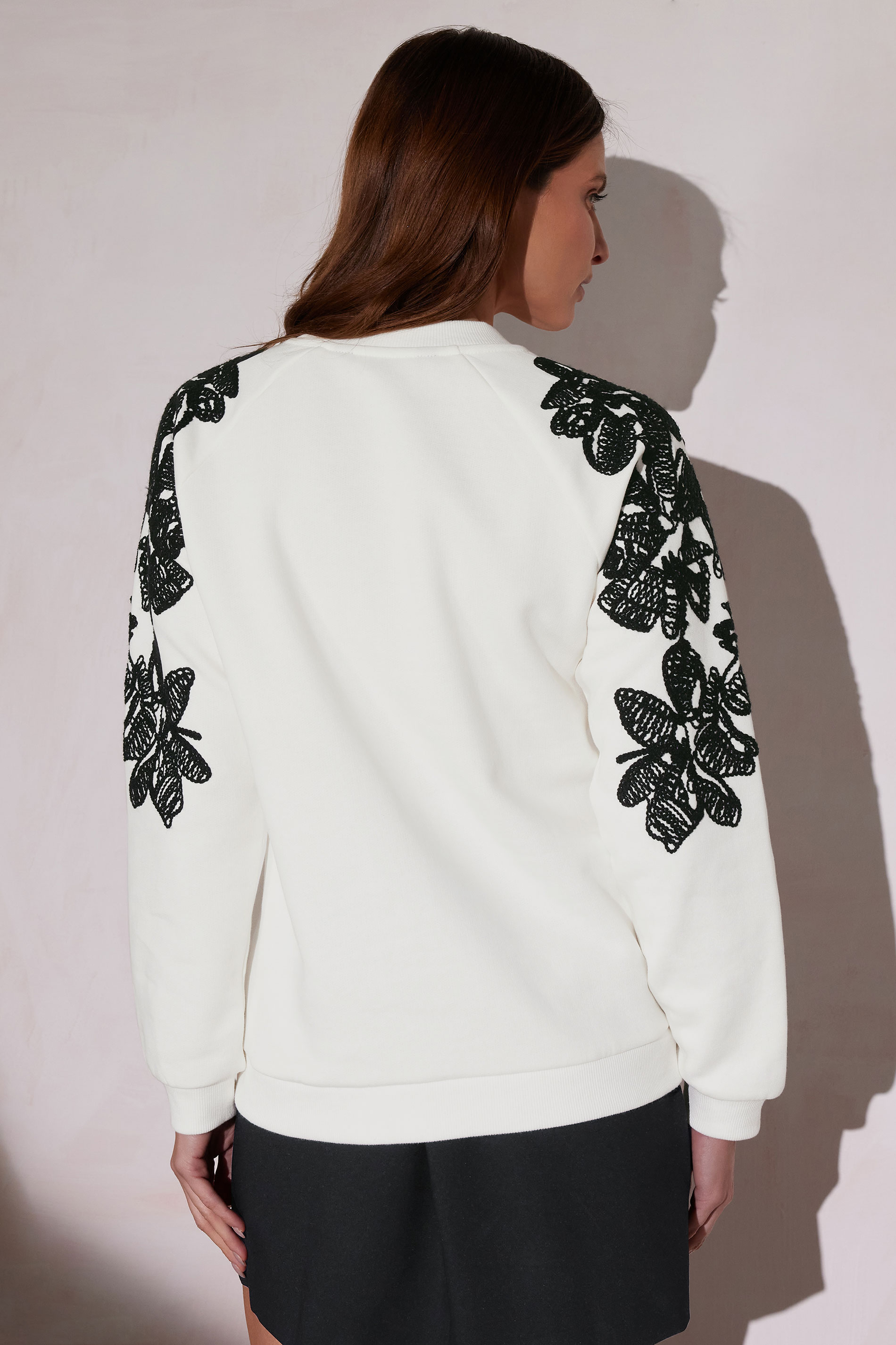 STAR Ivory White Floral Embroidered Sweatshirt | StarByJM 2