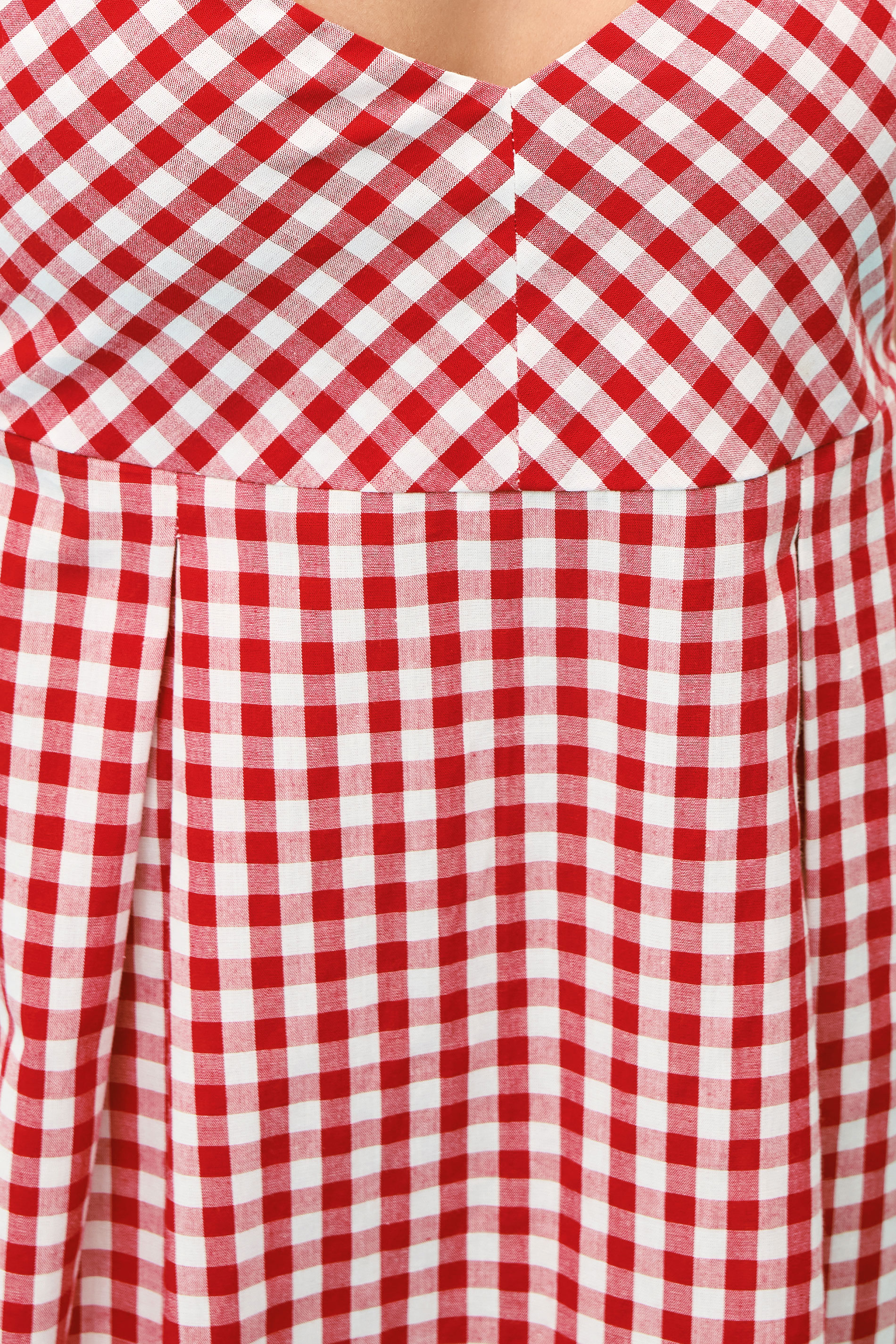 PixieGirl Petite Women's Red Gingham Strappy Midi Dress | PixieGirl 4