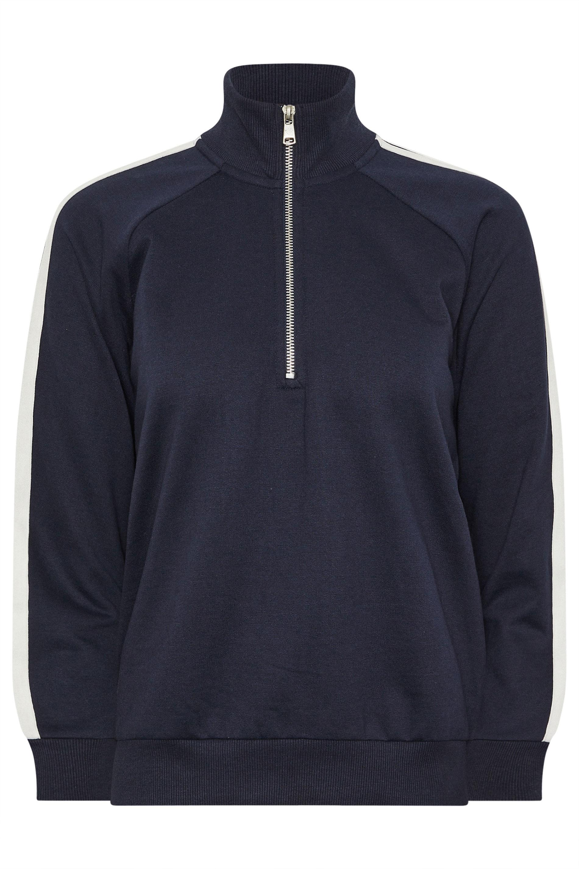 PixieGirl Petite Women's Navy Blue Stripe Quarter Zip Sweatshirt | PixieGirl 5