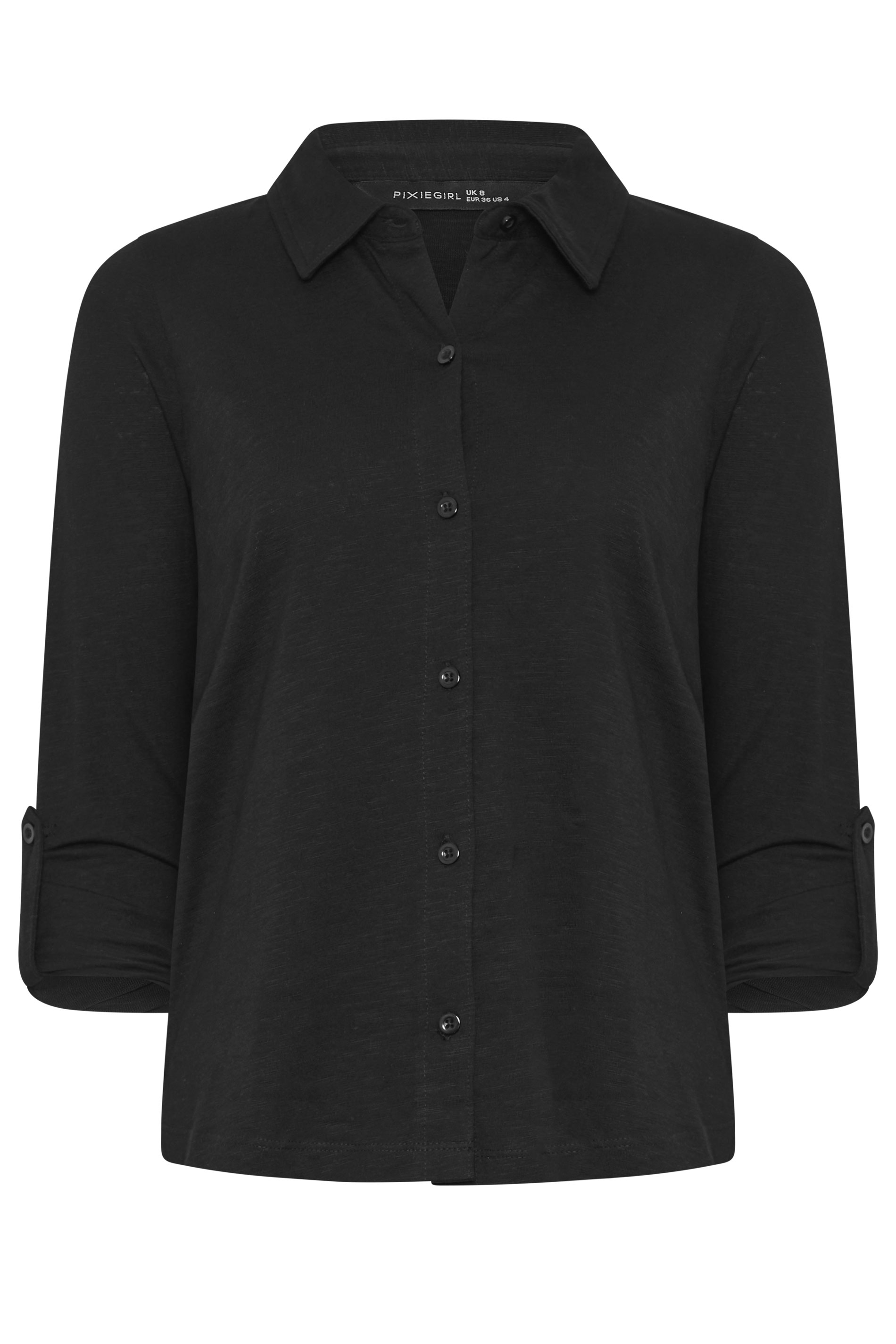 PixieGirl Petite Women's Black Button Cotton Shirt | PixieGirl 5