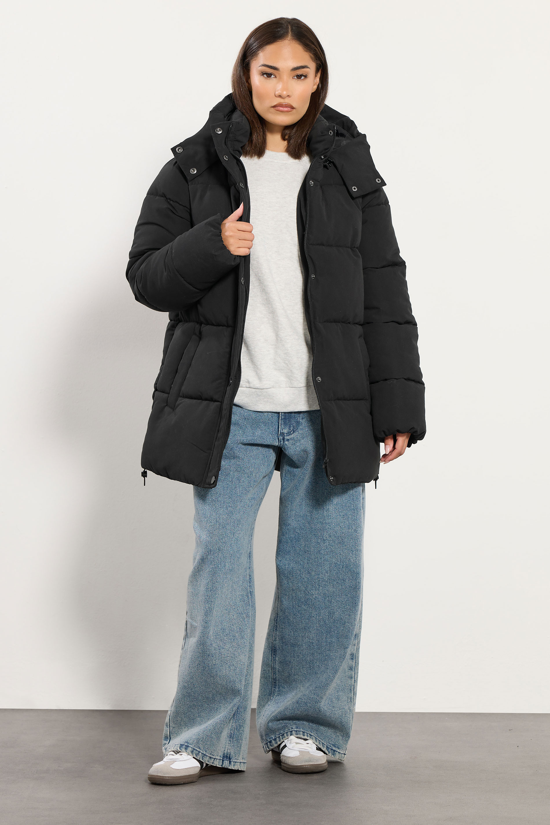 PixieGirl Petite Women's Black Padded Midi Coat | PixieGirl 3