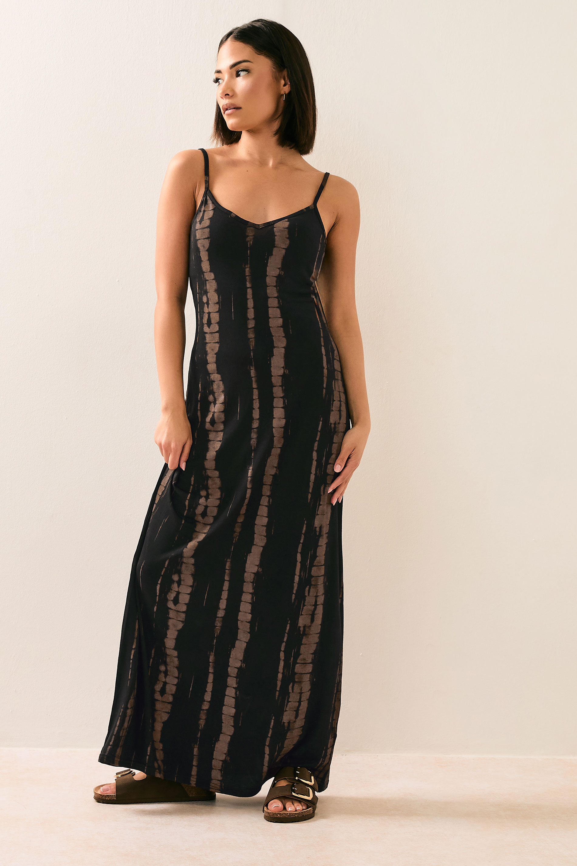 PixieGirl Petite Women's Black Tie Dye Strappy Maxi Dress | PixieGirl 3