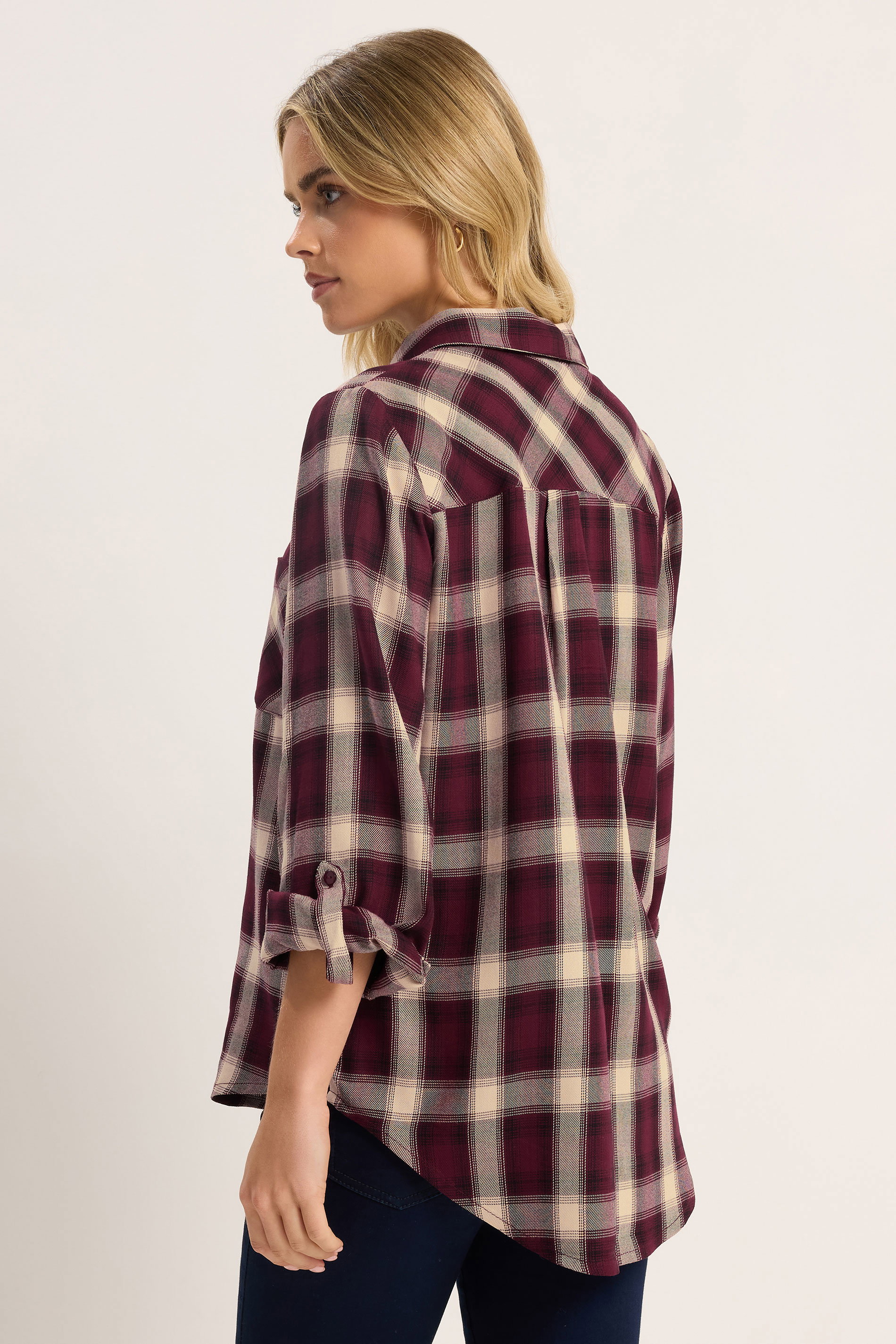 M&Co Petite Berry Red Check Shirt | M&Co 2