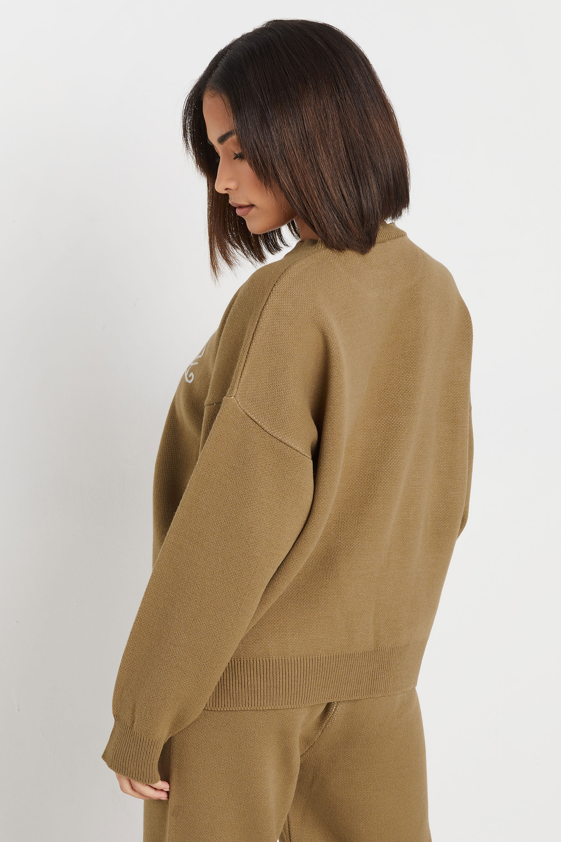 PixieGirl Petite Women's Beige Brown Contrast Swirl Knitted Jumper | PixieGirl 5