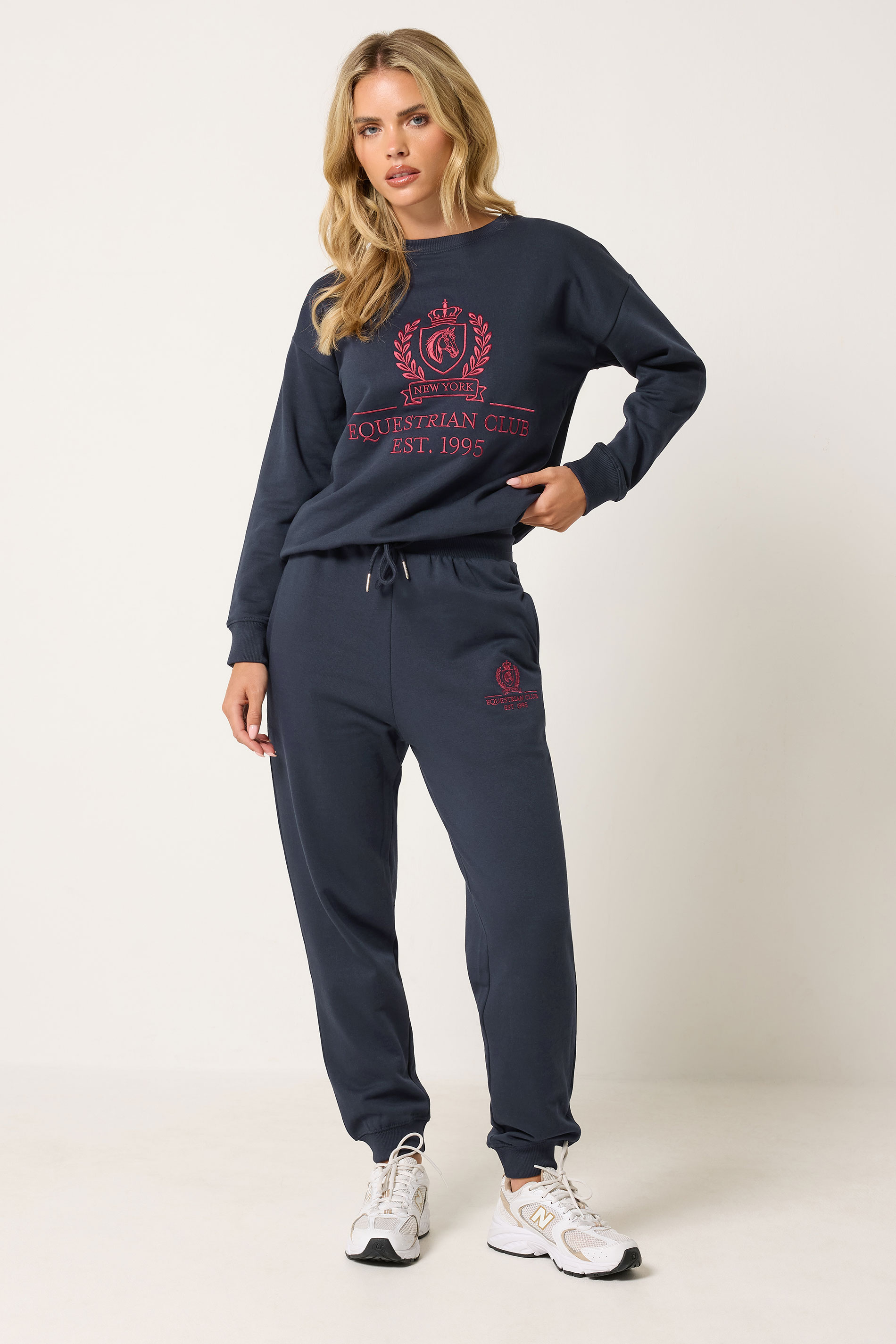 Pixiegirl Women's Blue Petite Navy Embroidered Cuffed Joggers Size Petite > 8