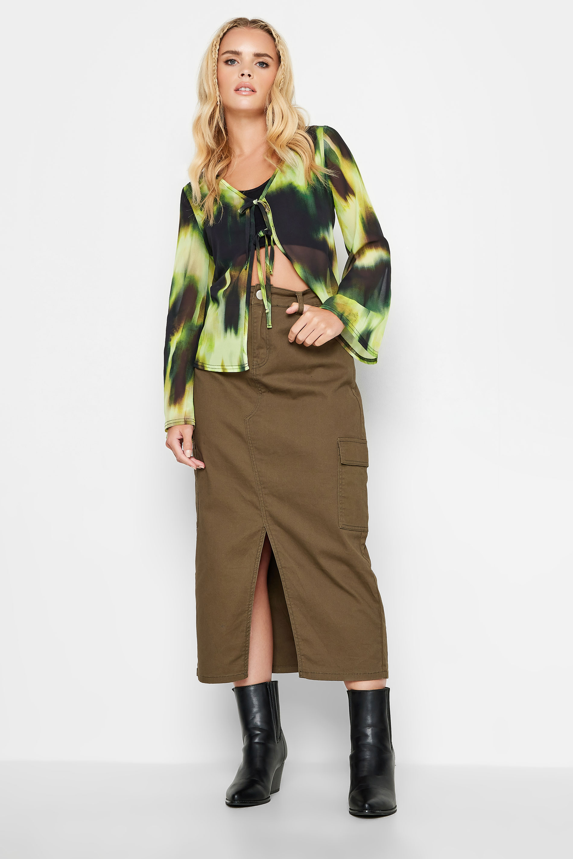 PixieGirl Green Blur Print Tie Front Top | PixieGirl 5