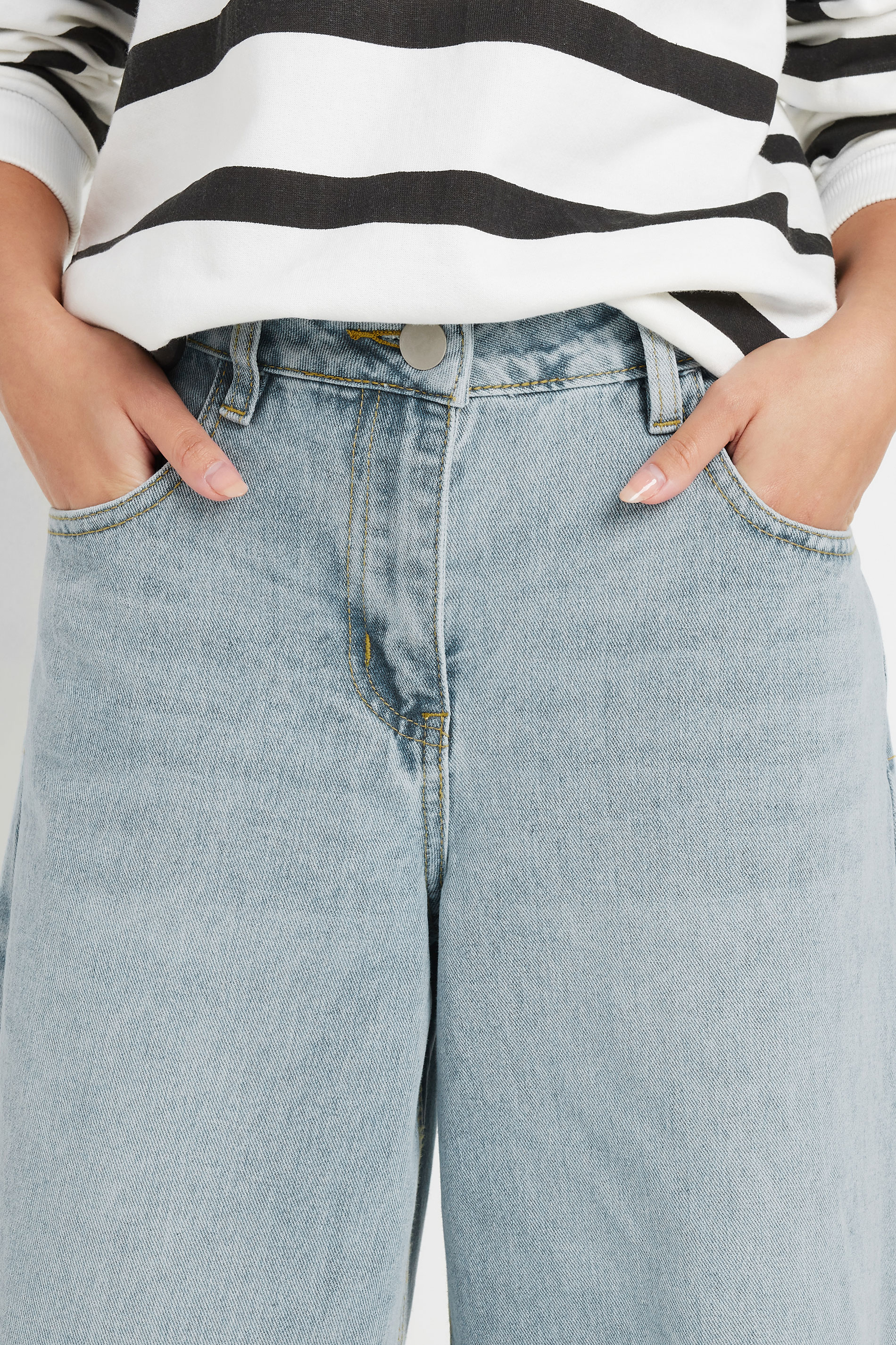 PixieGirl Petite Women's Light Blue Denim Palazzo Wide Leg Jean | PixieGirl 4