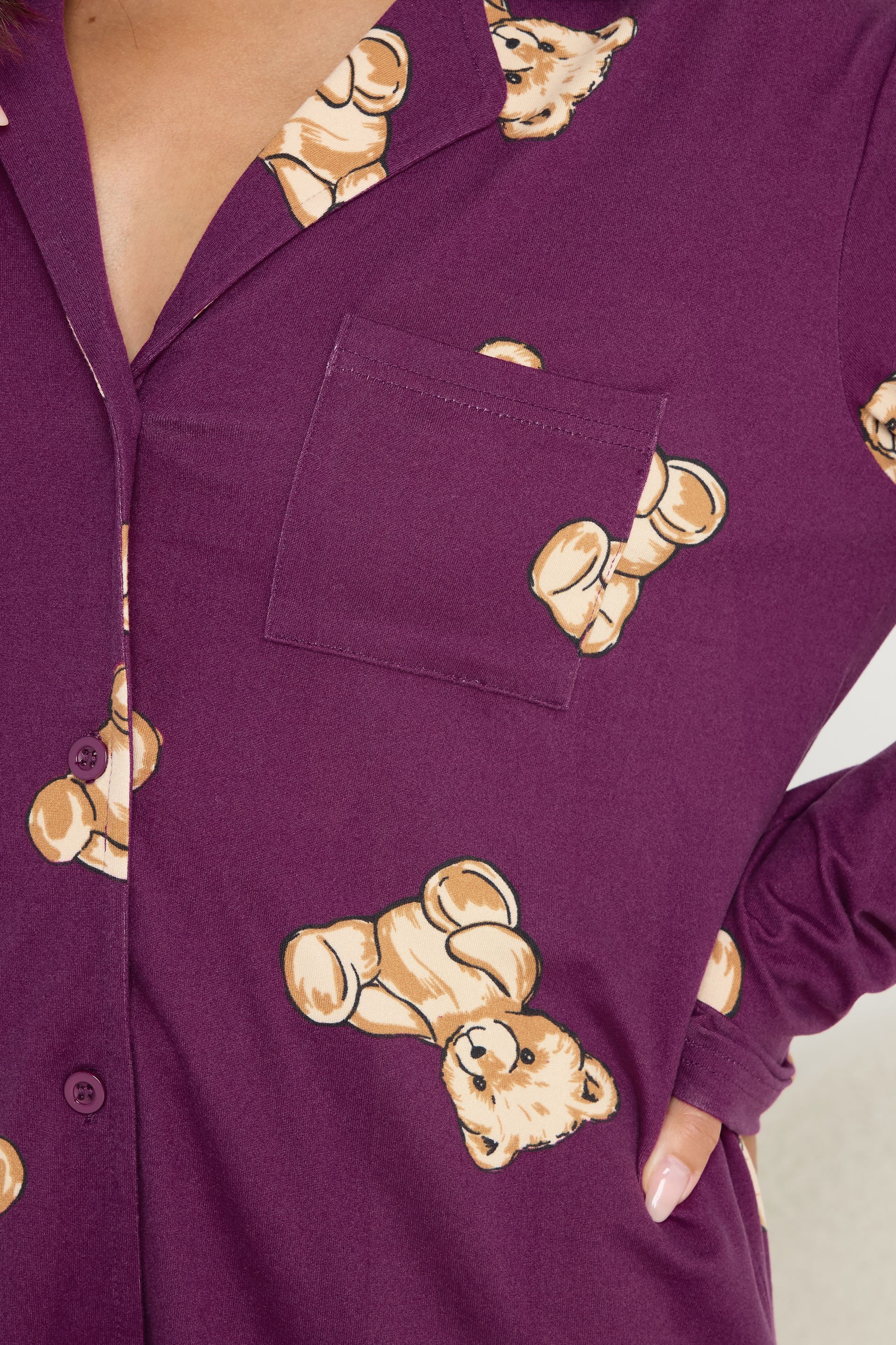 PixieGirl Petite Women's Burgundy Red Soft Touch Teddy Pyjama Set | PixieGirl 5