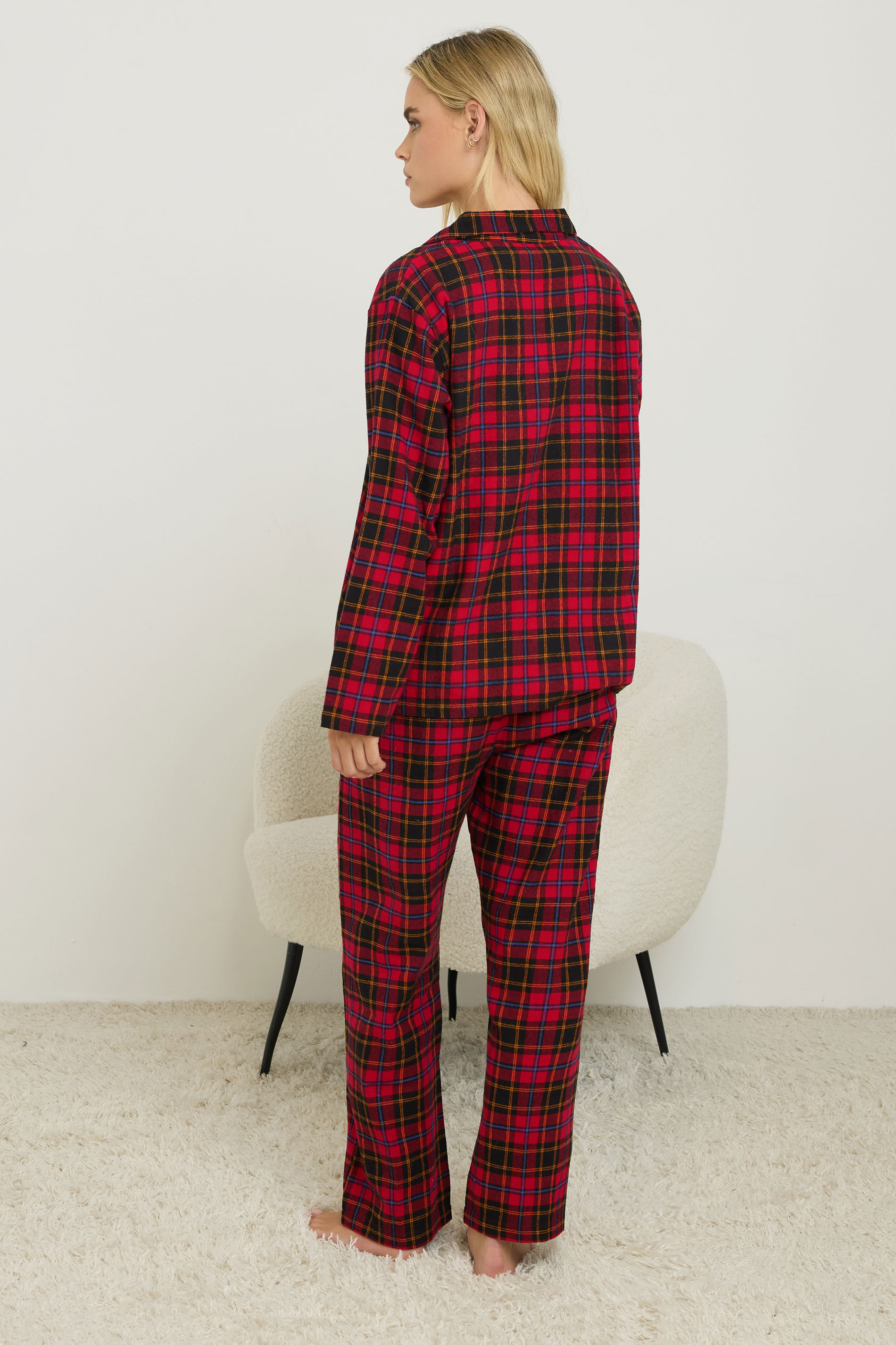 PixieGirl Petite Women's Red & Black Cotton Check Pyjama Set | PixieGirl 4