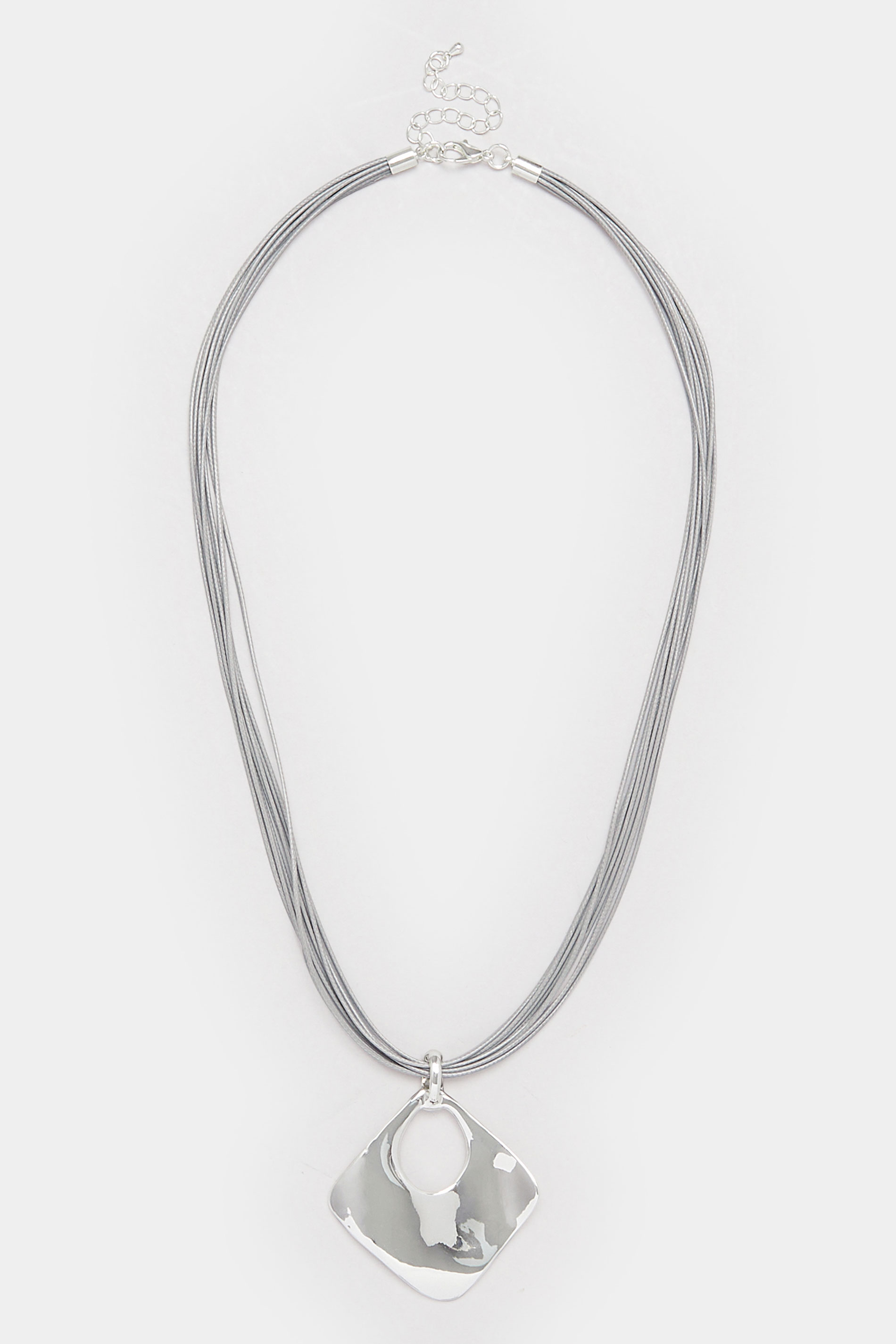 Silver Tone Cord Pendant Necklace | Yours Clothing 2
