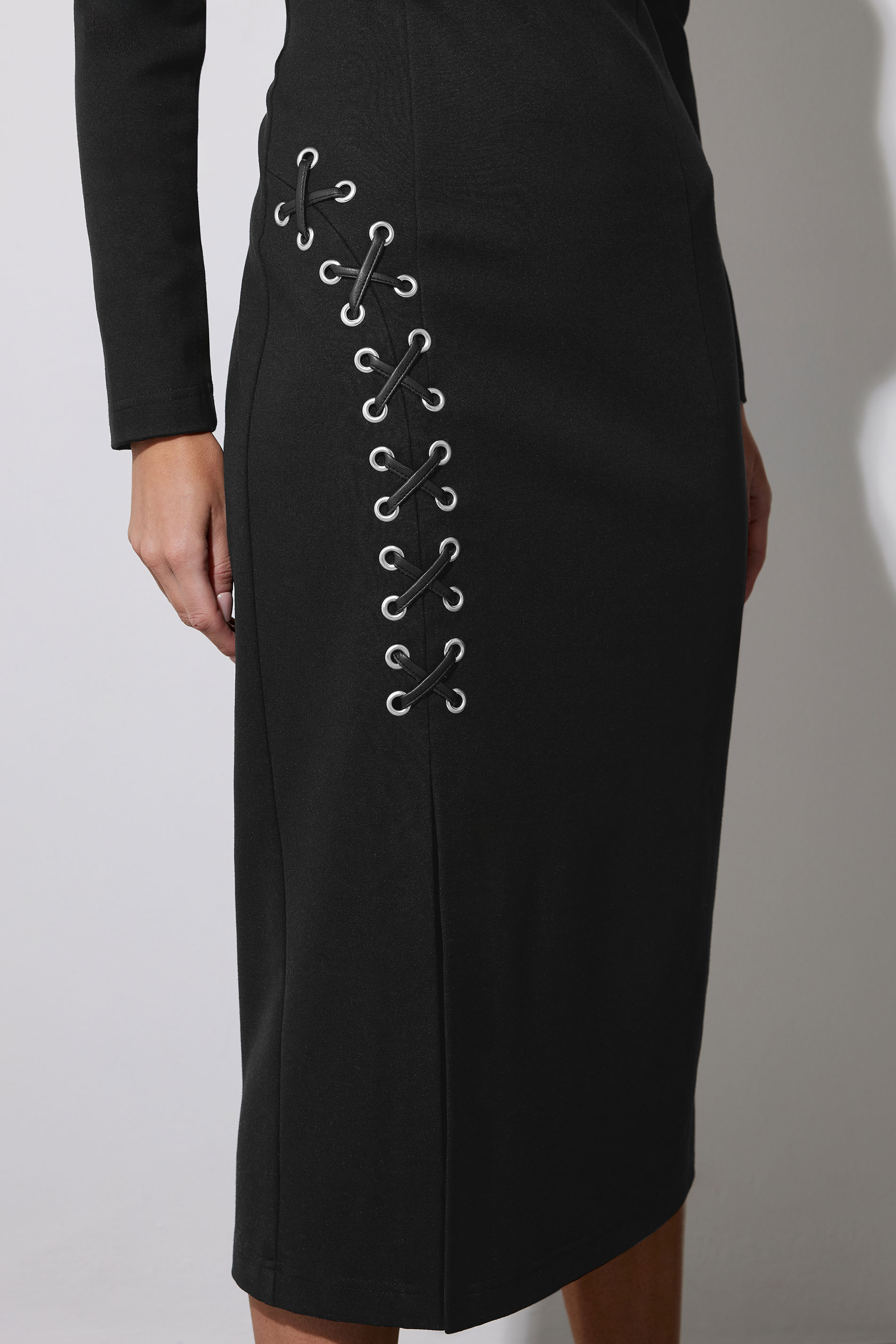 STAR Black Lace Up Ponte Dress | StarByJM 5