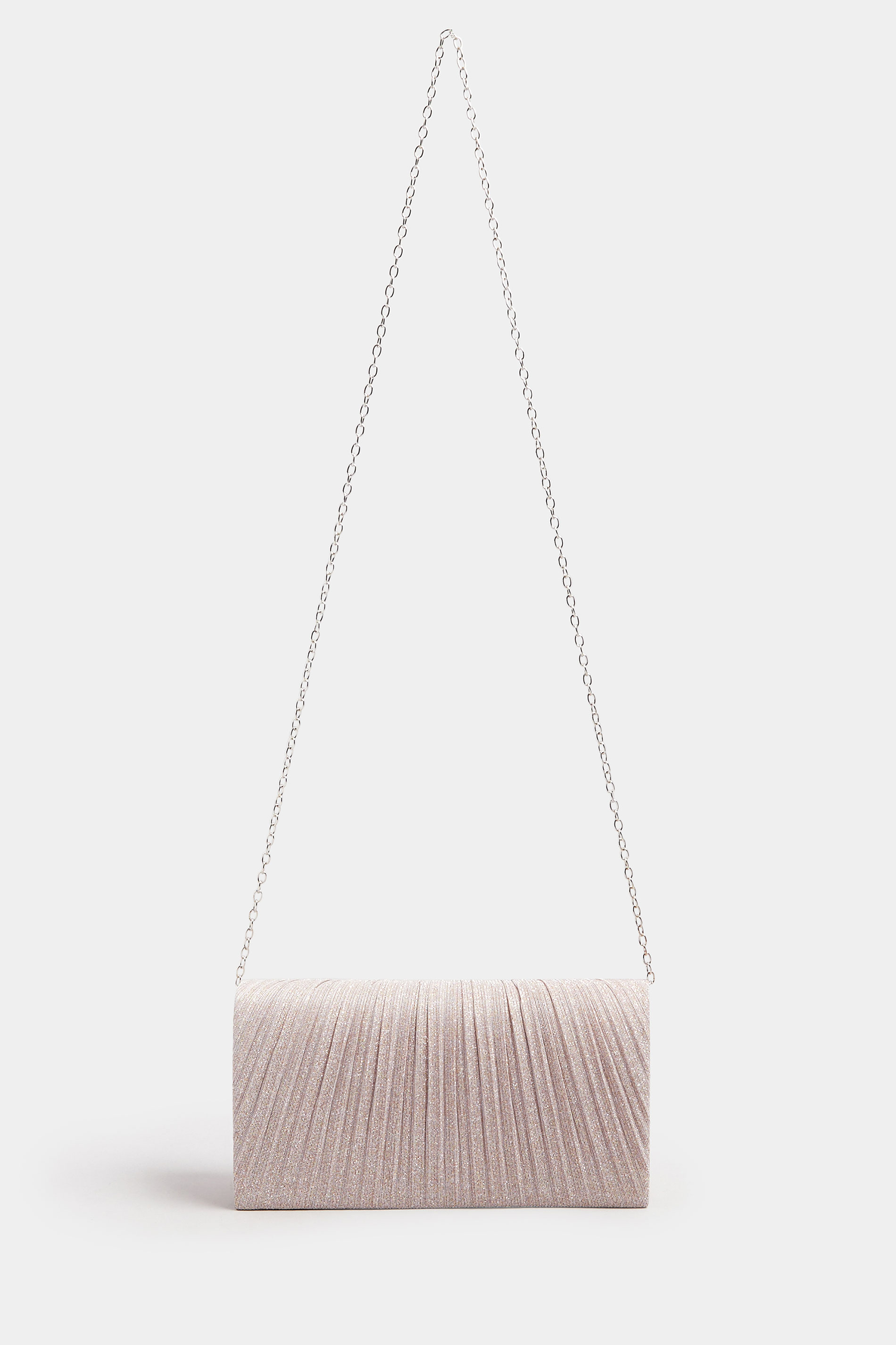 Pink Shimmer Pleated Clutch Bag | Yours Clothing 4