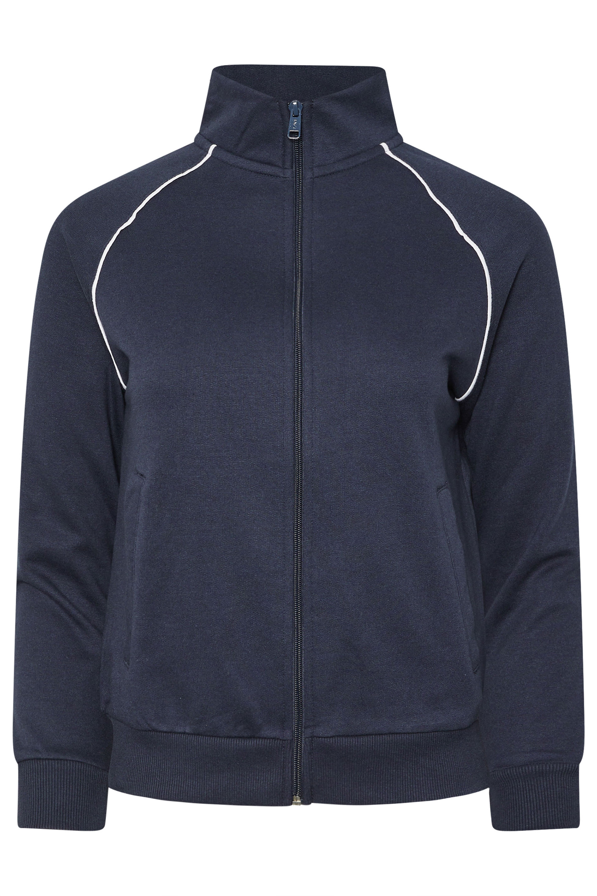 PixieGirl Petite Women's Navy Blue Contrast Piping Zip Sweatshirt | PixieGirl 7
