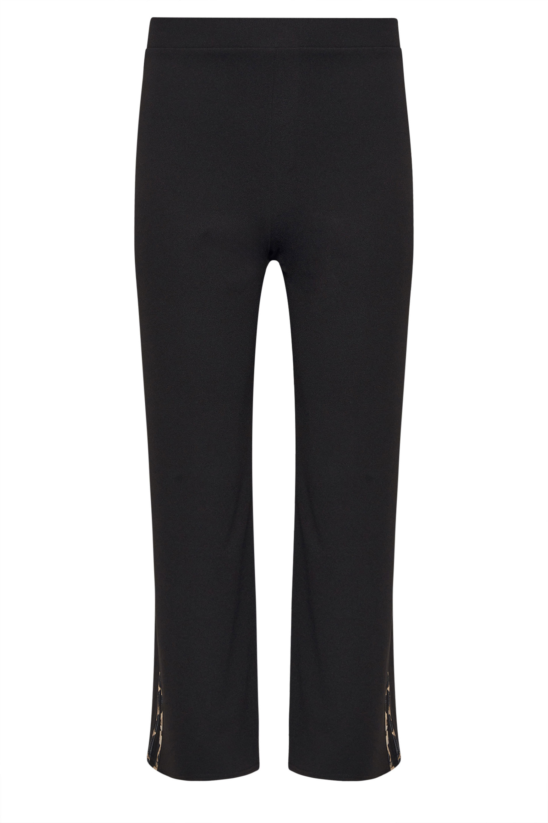 PixieGirl Petite Womens Black Leopard Print Side Stripe Wide Leg Trousers | PixieGirl 5