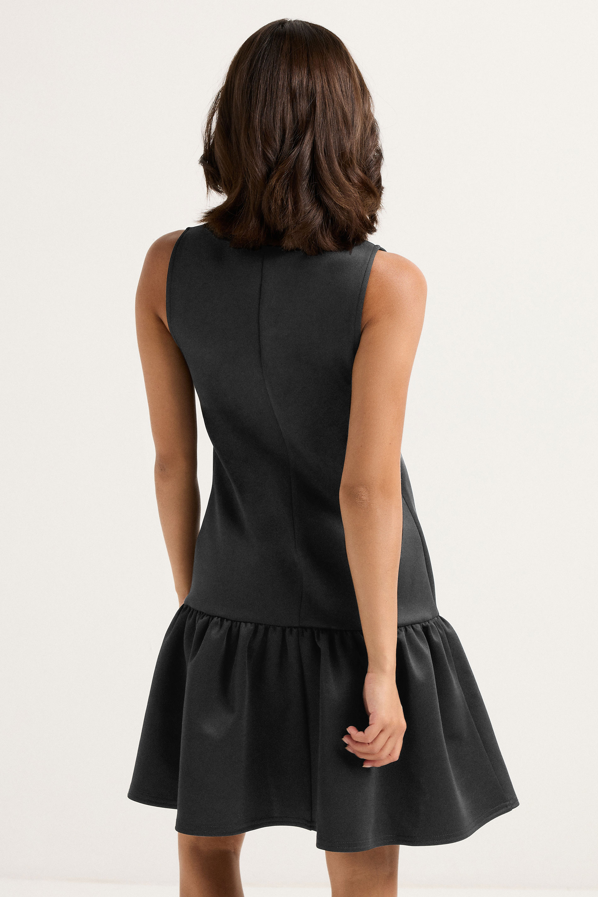 PixieGirl Petite Women's Black Scuba Drop Waist Mini Dress | PixieGirl 3