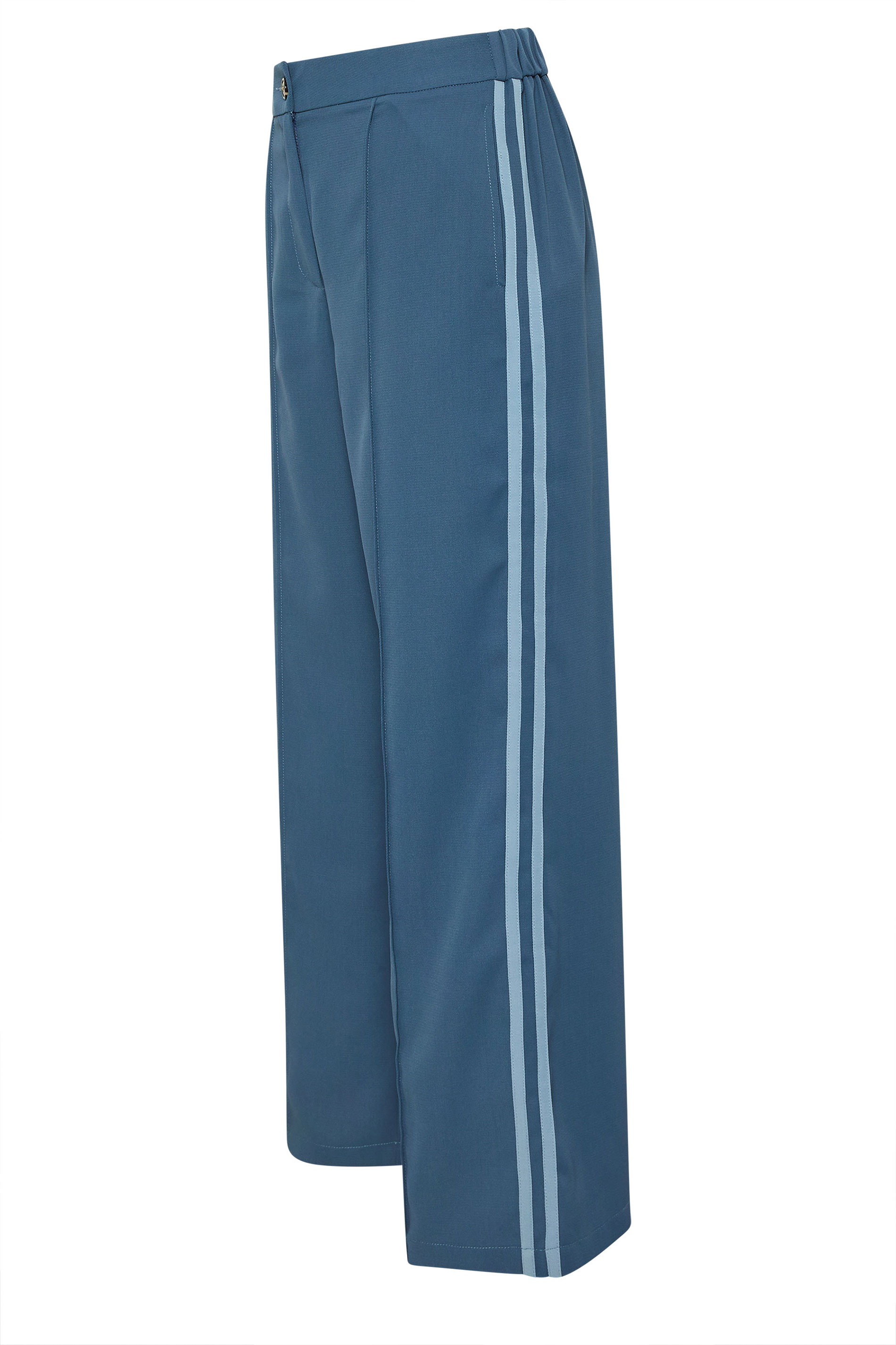 PixieGirl Petite Women's Dark Blue Side Stripe Wide Leg Trousers | PixieGirl 6