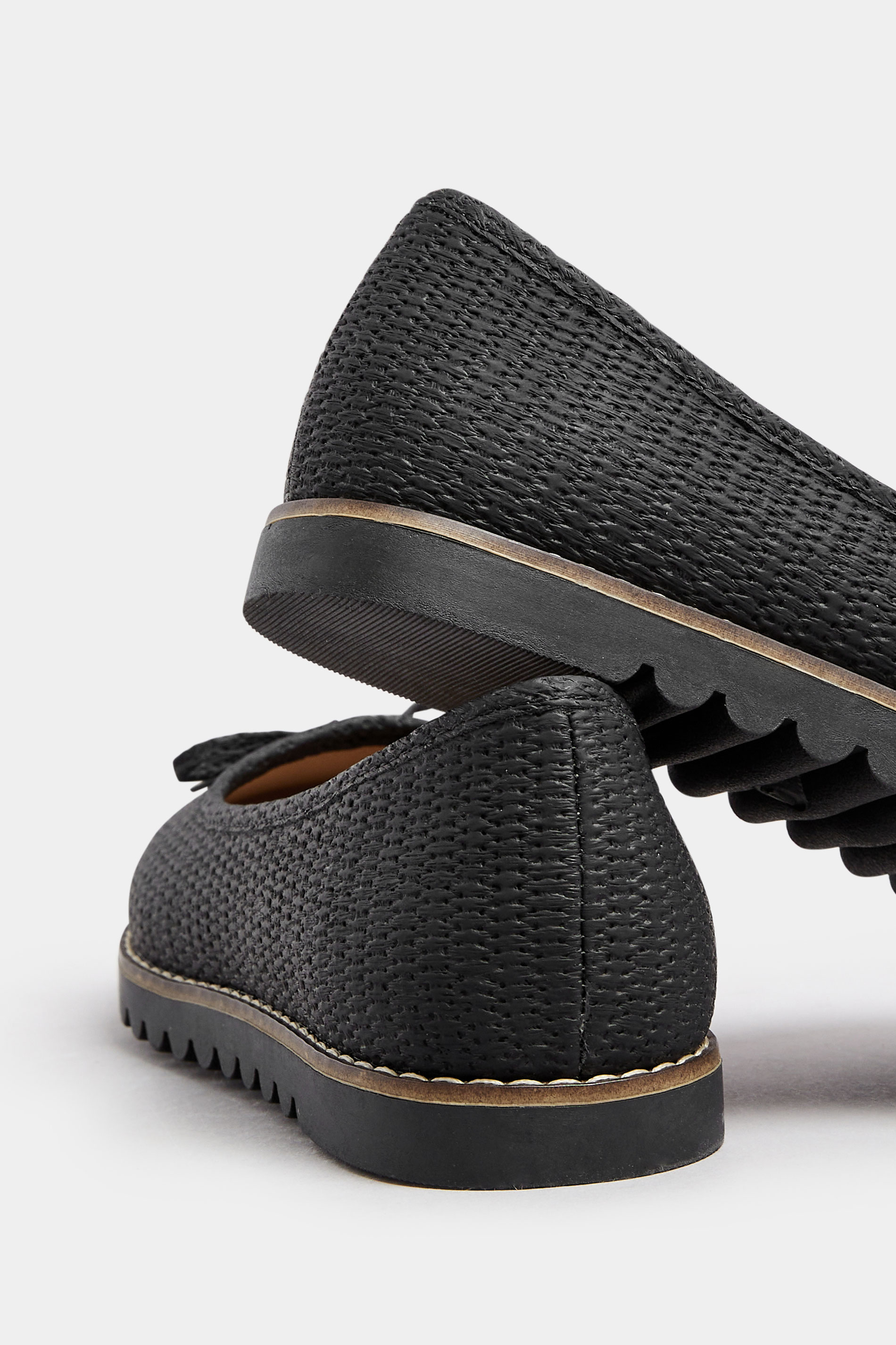 Black Woven Ballet Pumps In Extra Wide EEE Fit | Yours Clothing 4