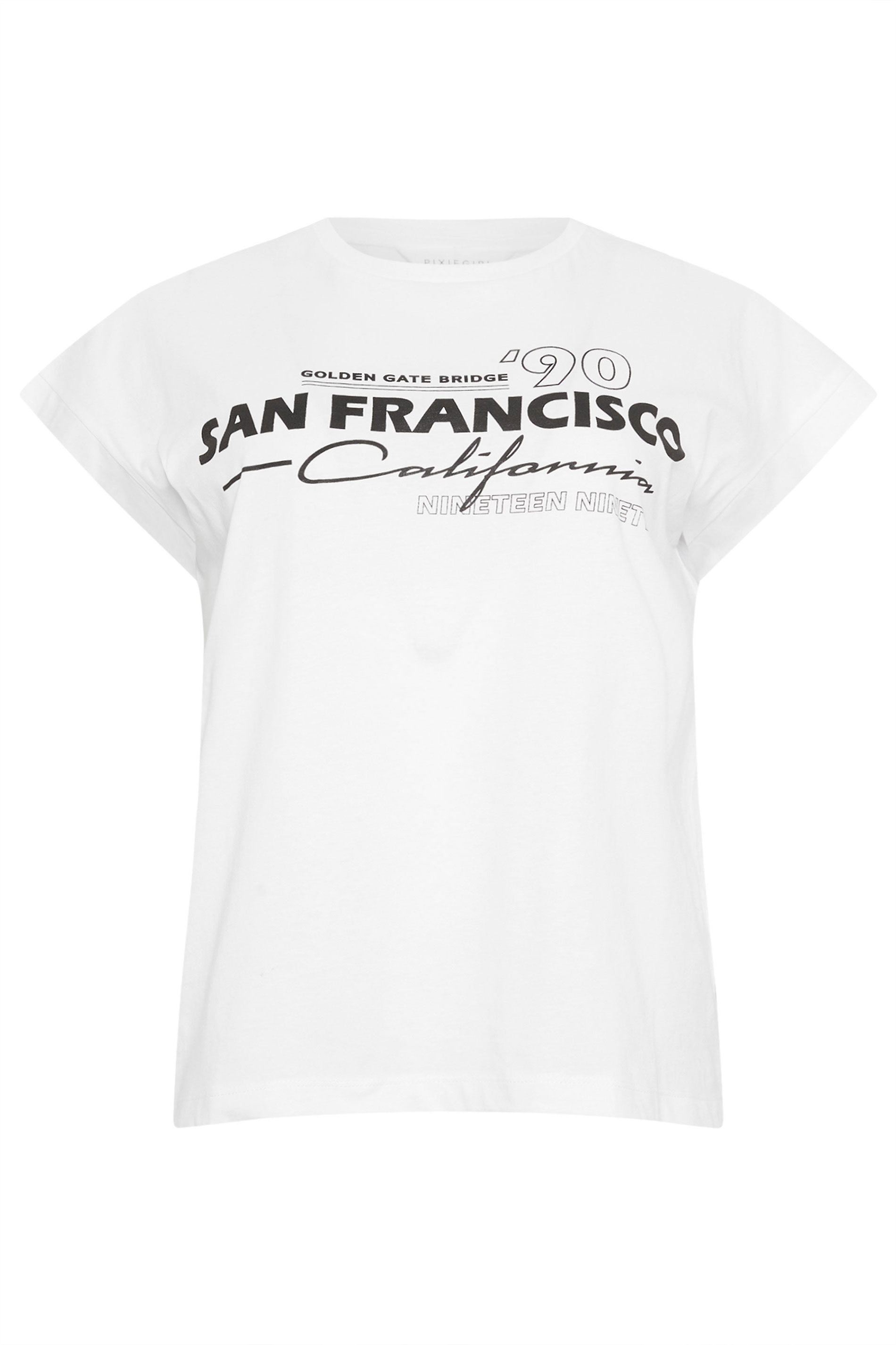 PixieGirl 2 PACK Petite Women's White & Black 'San Francisco' Slogan T-Shirts | PixieGirl 8