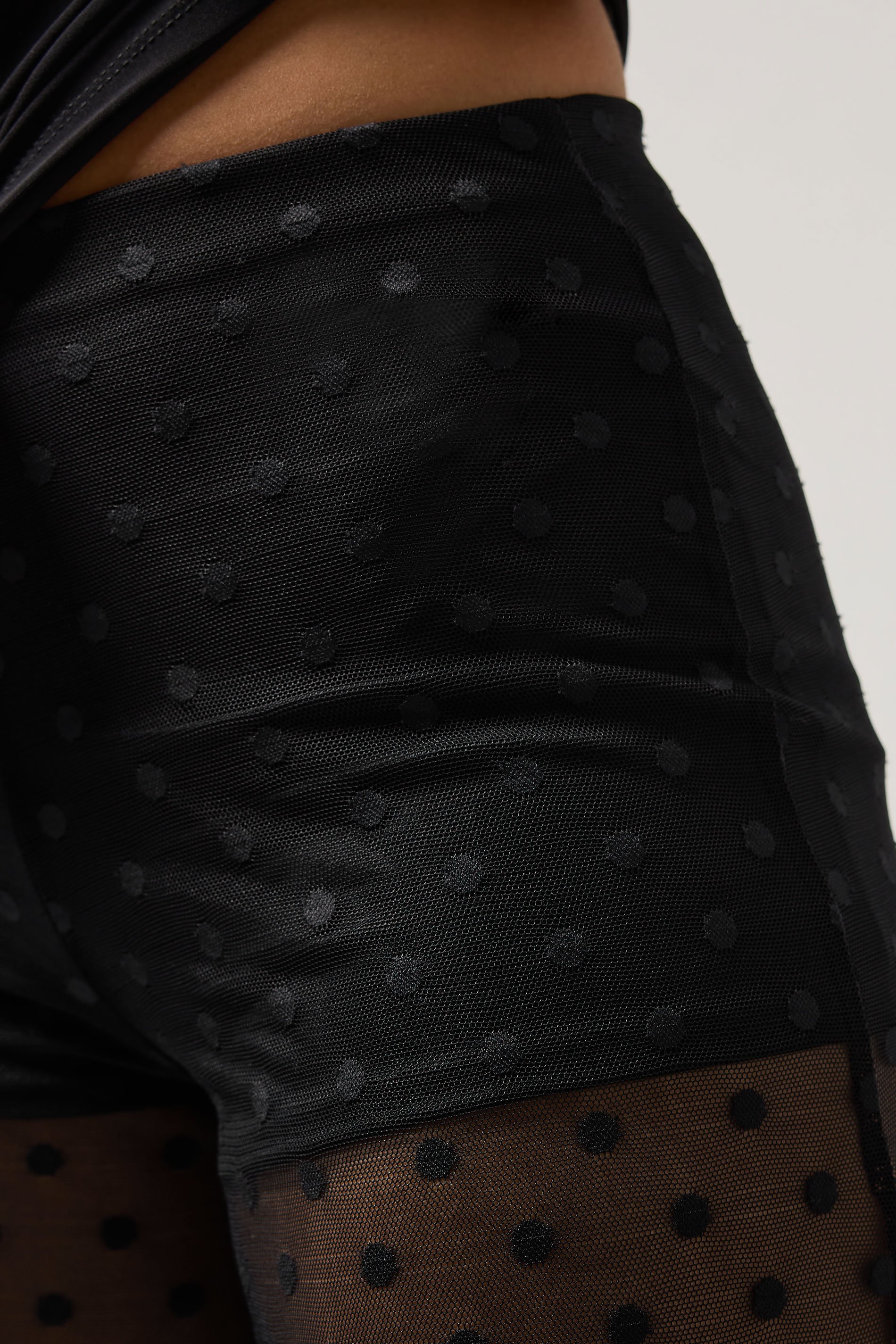 PixieGirl Petite Women's Black Spot Mesh Trousers | PixieGirl 4