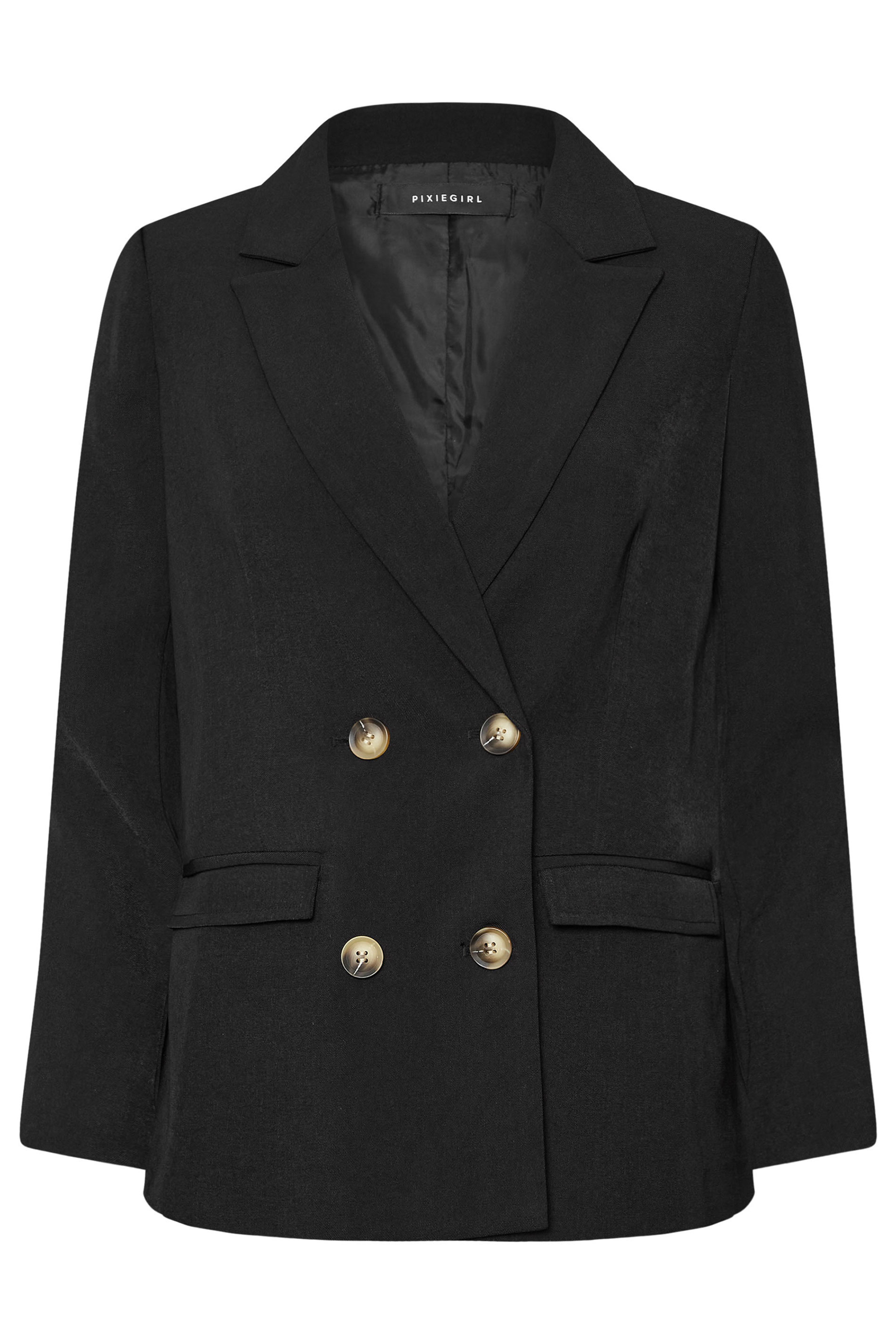 PixieGirl Petite Women's Black Tailored Double Breasted Blazer | PixieGirl 6