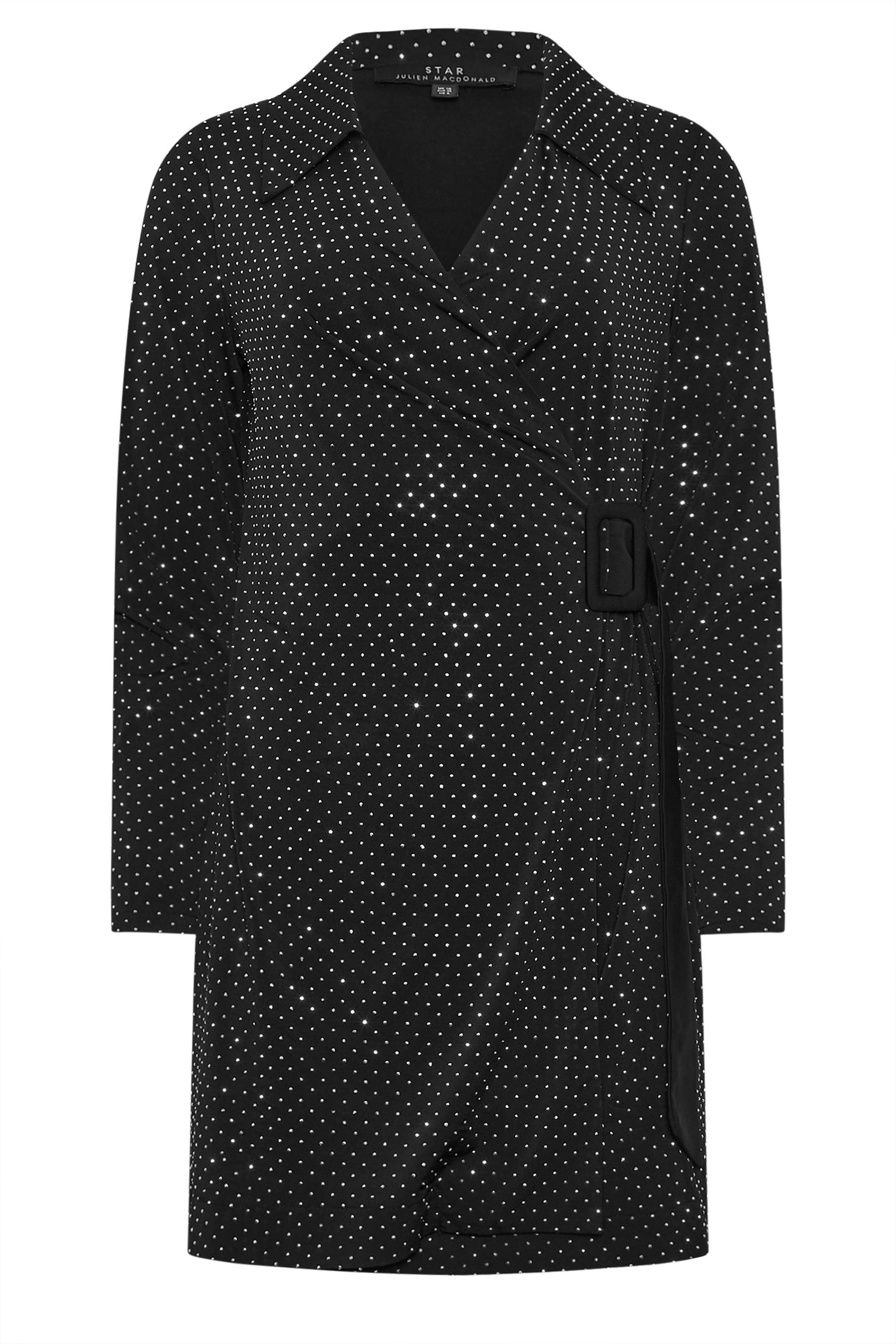 STAR Black Diamante Belted Wrap Dress | STAR x JM 7