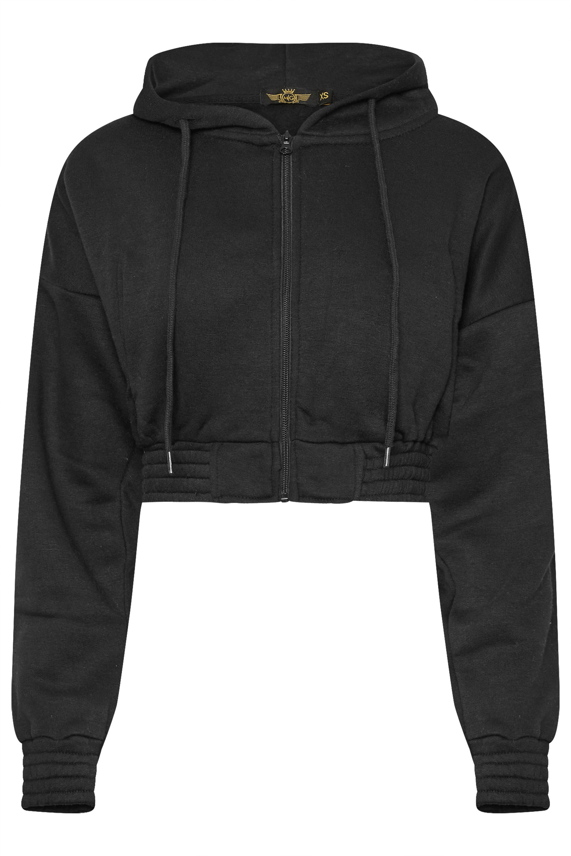 Black Seam Detail Cropped Hoodie | PixieGirl