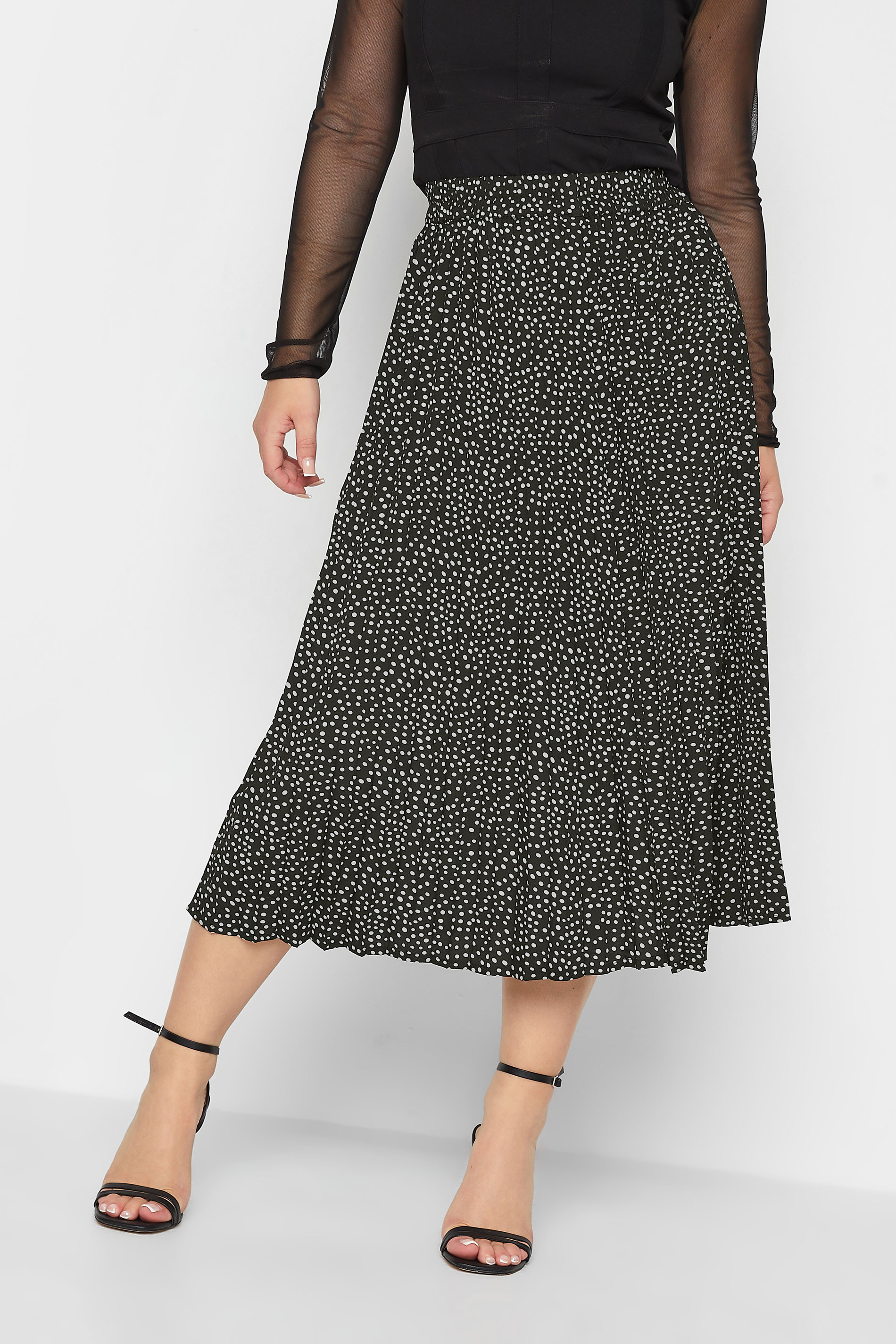 PixieGirl Black Spot Print Pleated Skirt | PixieGirl 1