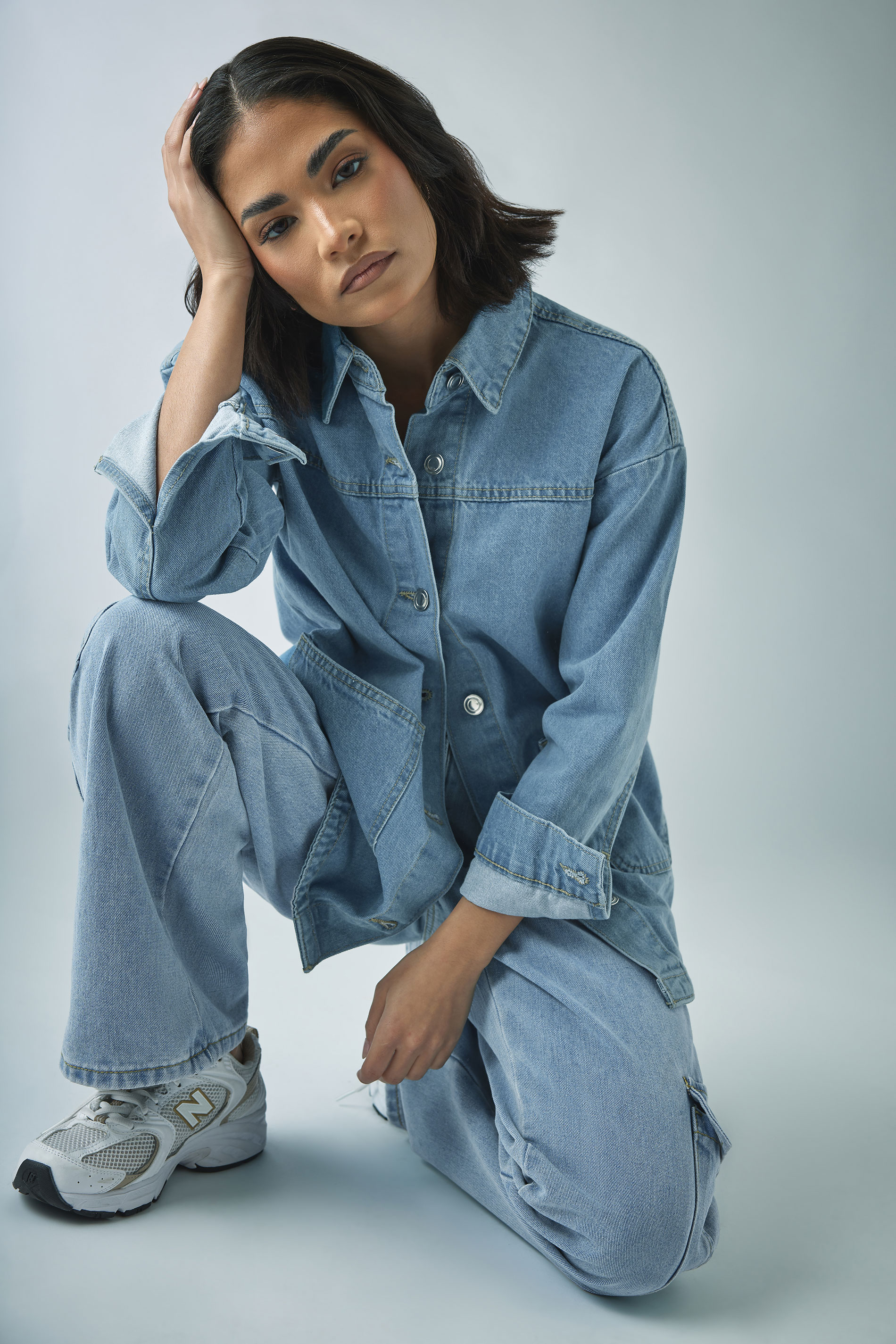 PixieGirl Petite Women's Light Blue Denim Utility Pocket Jeans | PixieGirl 2