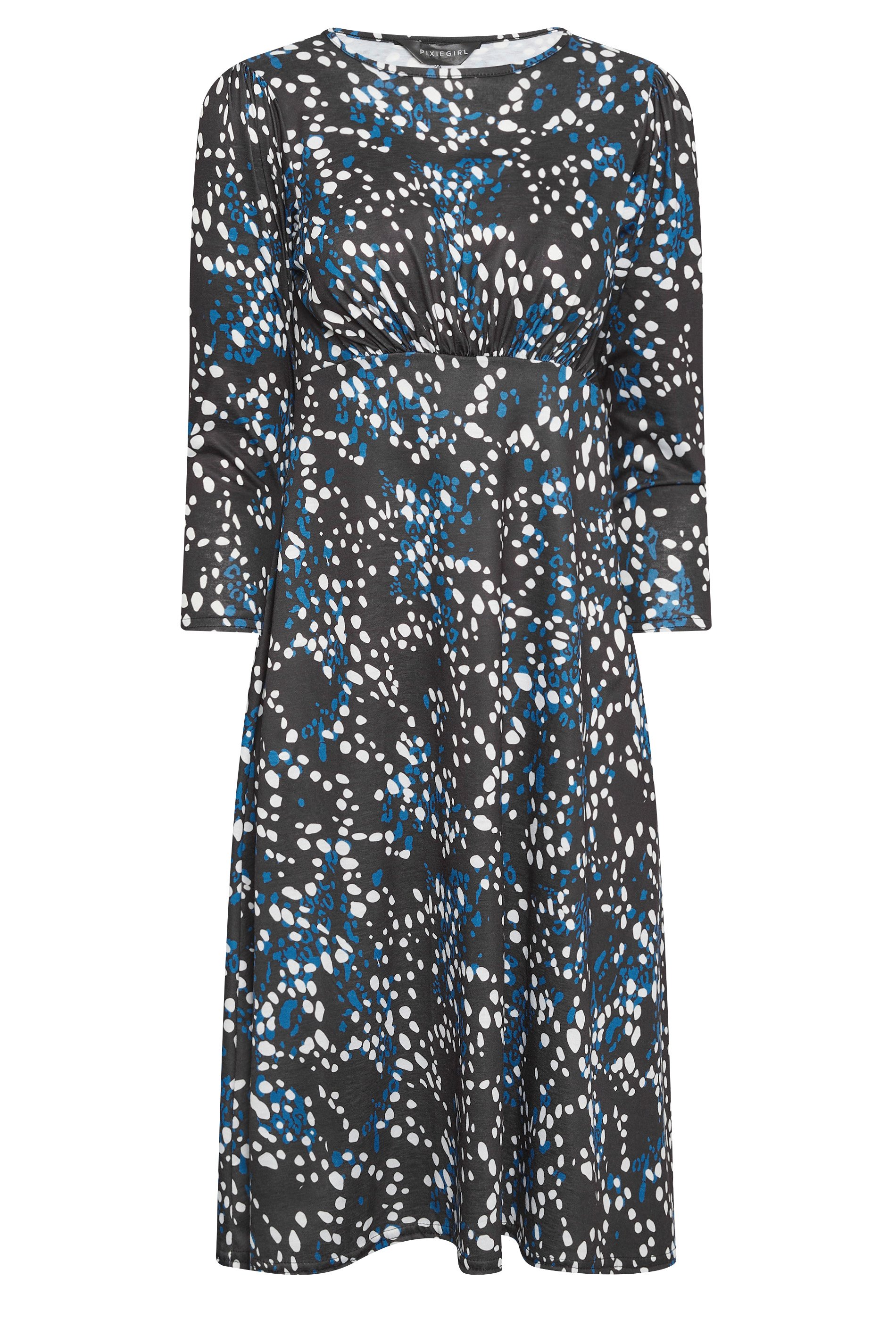PixieGirl Blue Spot Print Midi Dress | PixieGirl