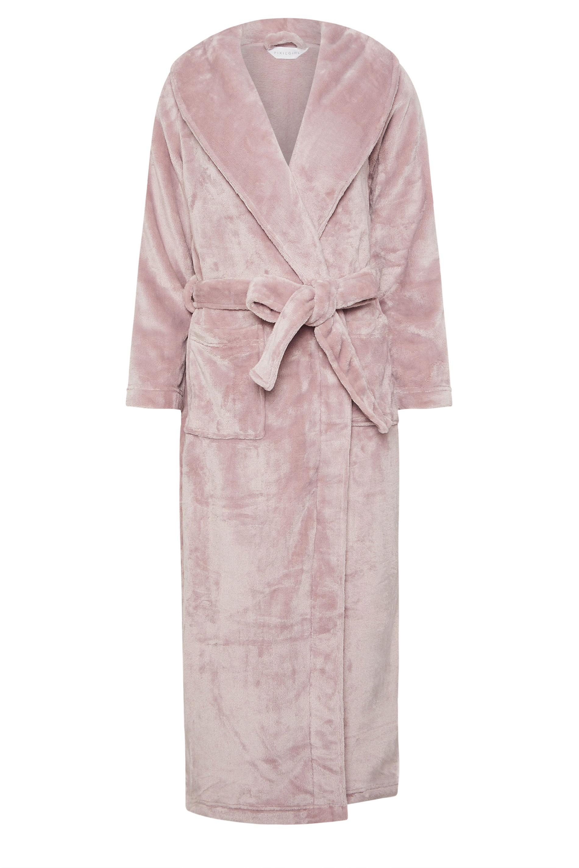 PixieGirl Petite Women's Pink Super Luxe Shawl Maxi Dressing Gown | PixieGirl 5