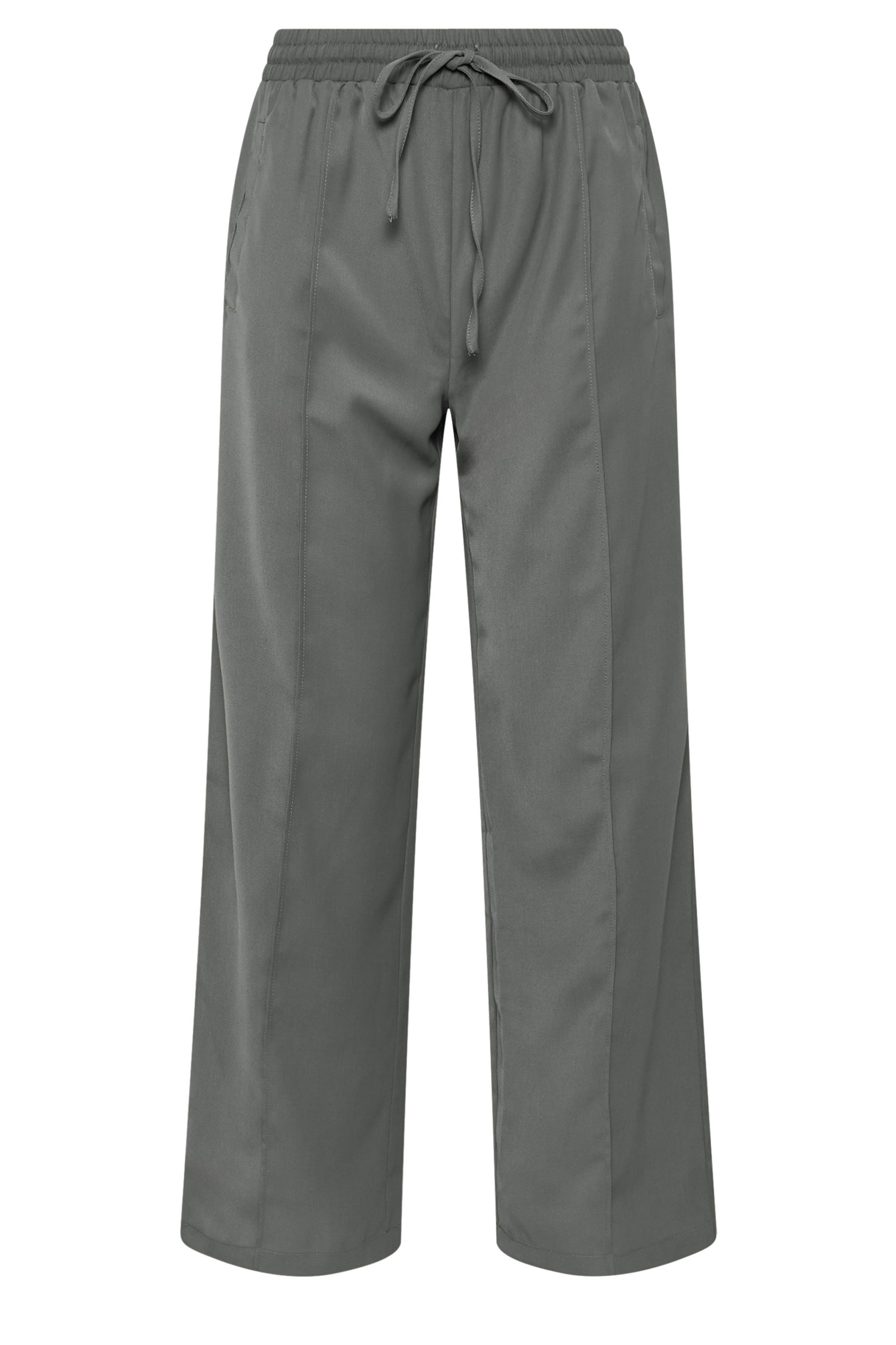 PixieGirl Petite Women's Grey Pintuck Tie Waist Wide Leg Trousers | PixieGirl 6