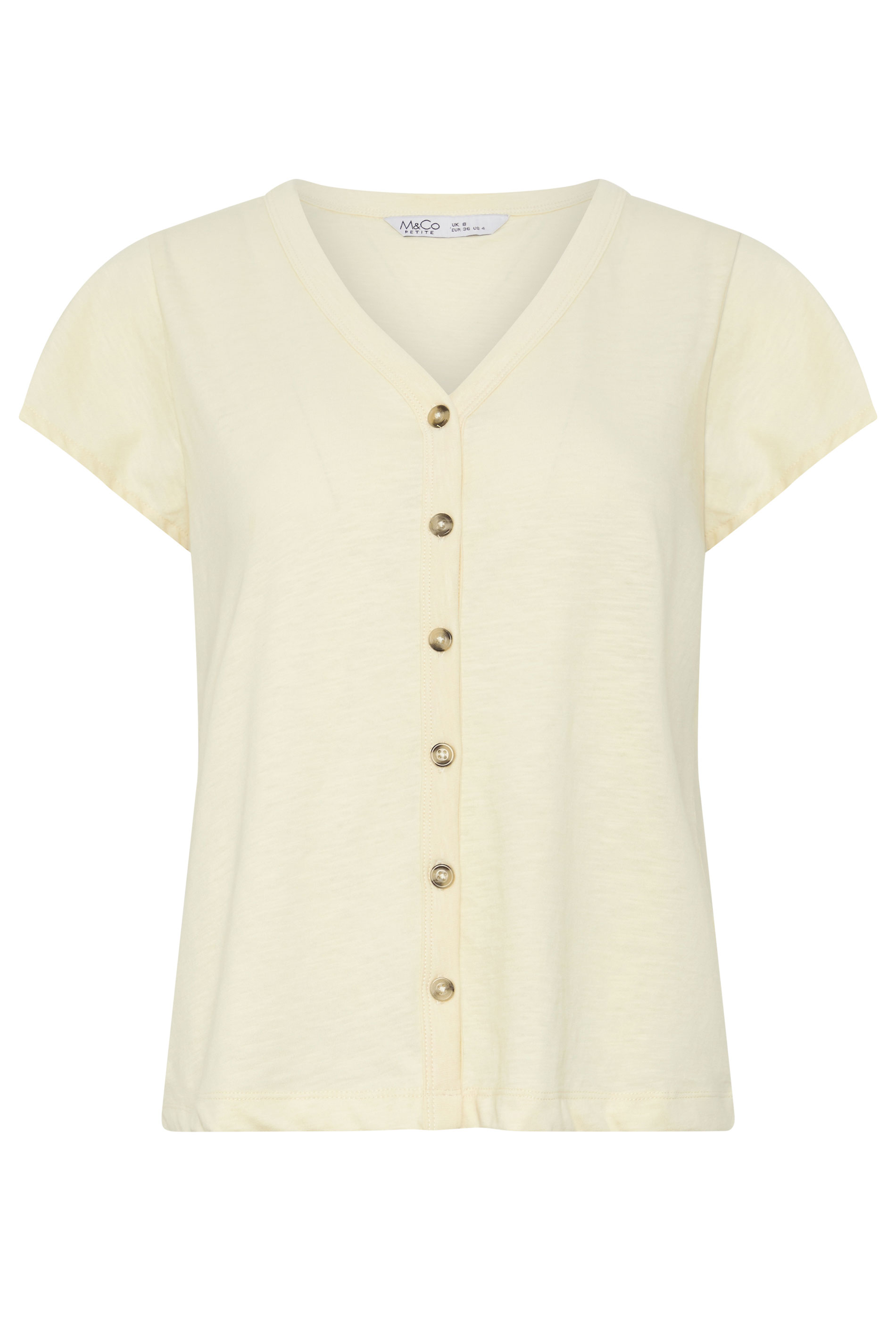 M&Co Petite Lemon Yellow Cotton Frill Sleeve Blouse | M&Co 5