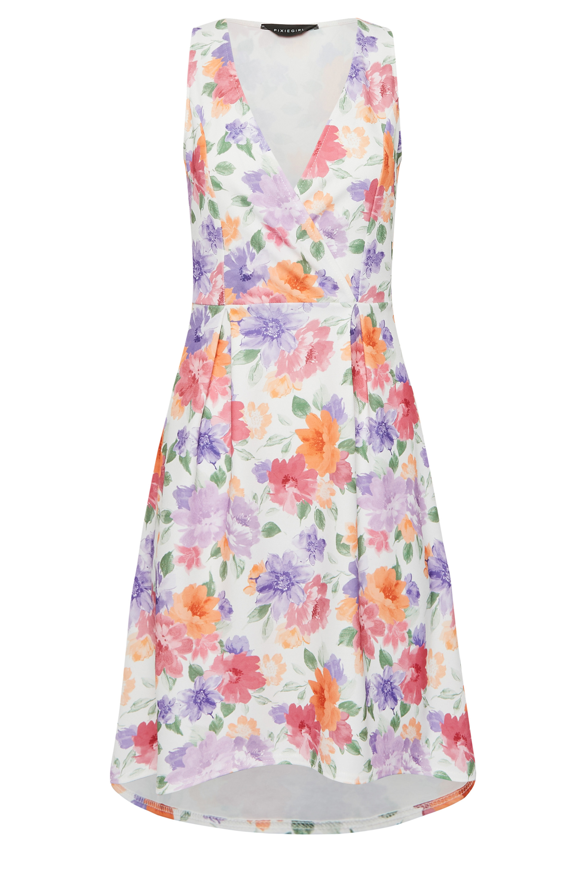 Petite White Floral Dipped Hem Midi Dress | PixieGirl 6