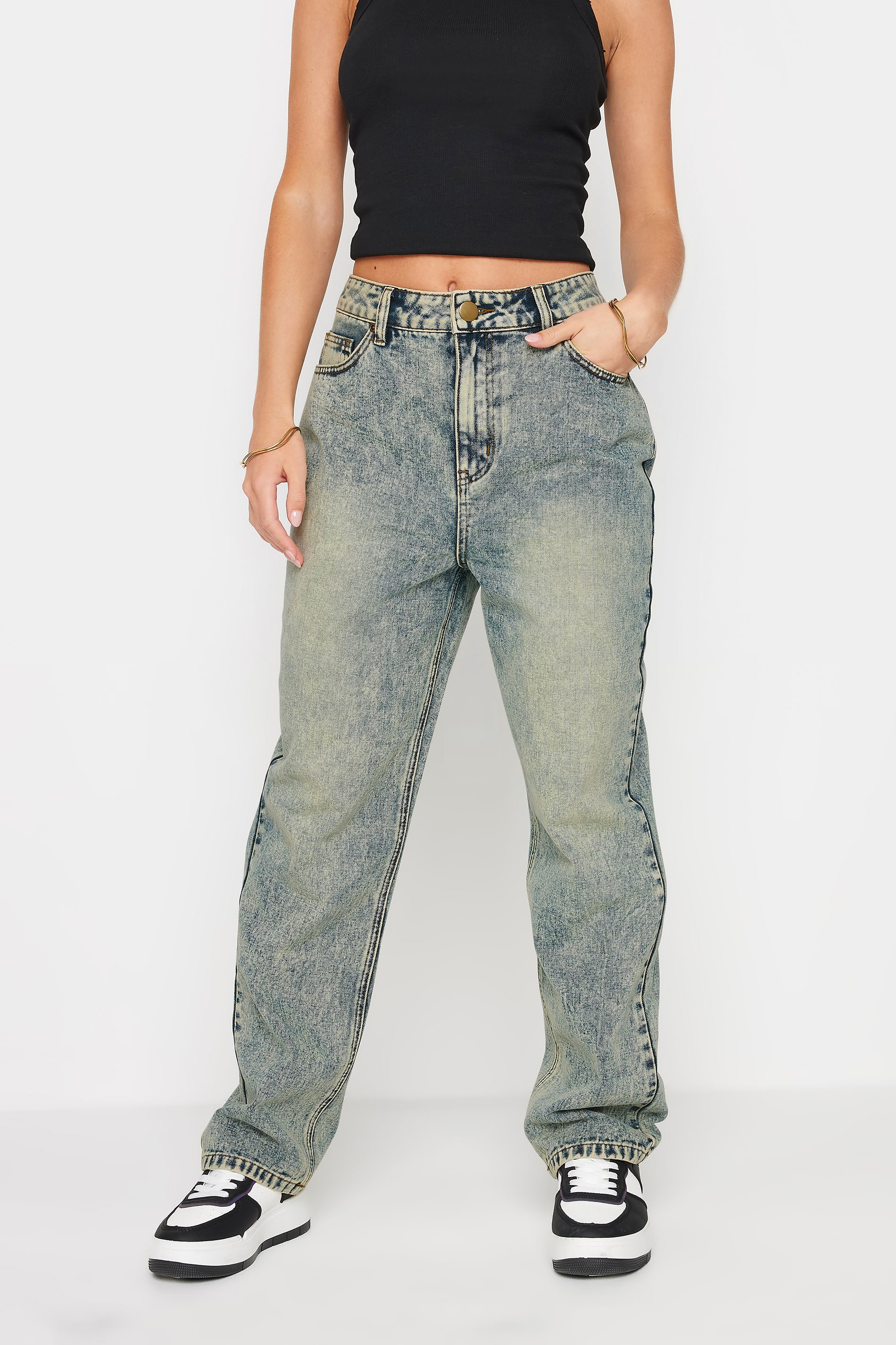 PixieGirl Petite Women's Blue Extreme Washed Straight Leg Jeans | PixieGirl 2