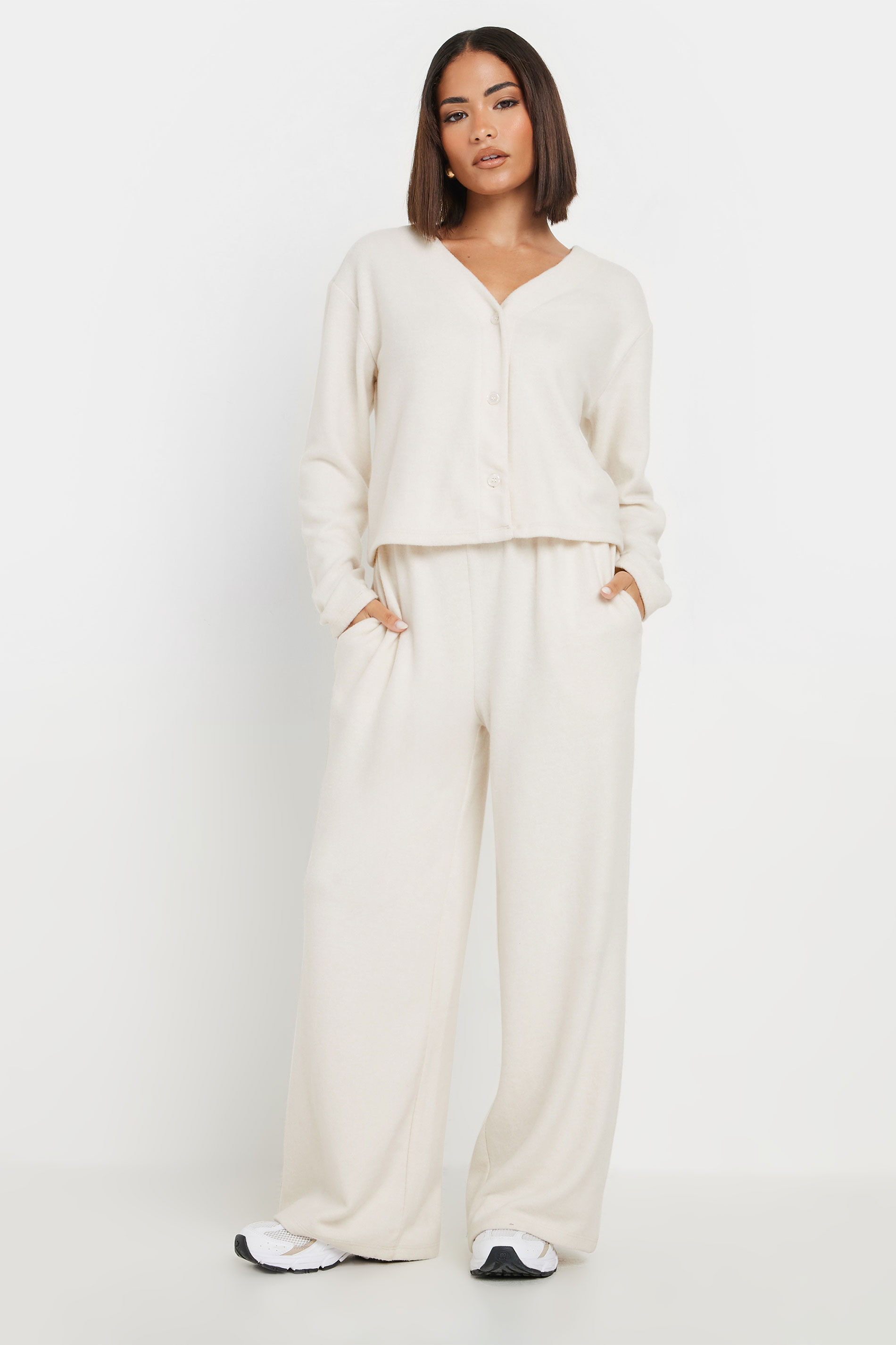 PixieGirl Petite Women's Ivory White Wide Leg Trousers | PixieGirl 2