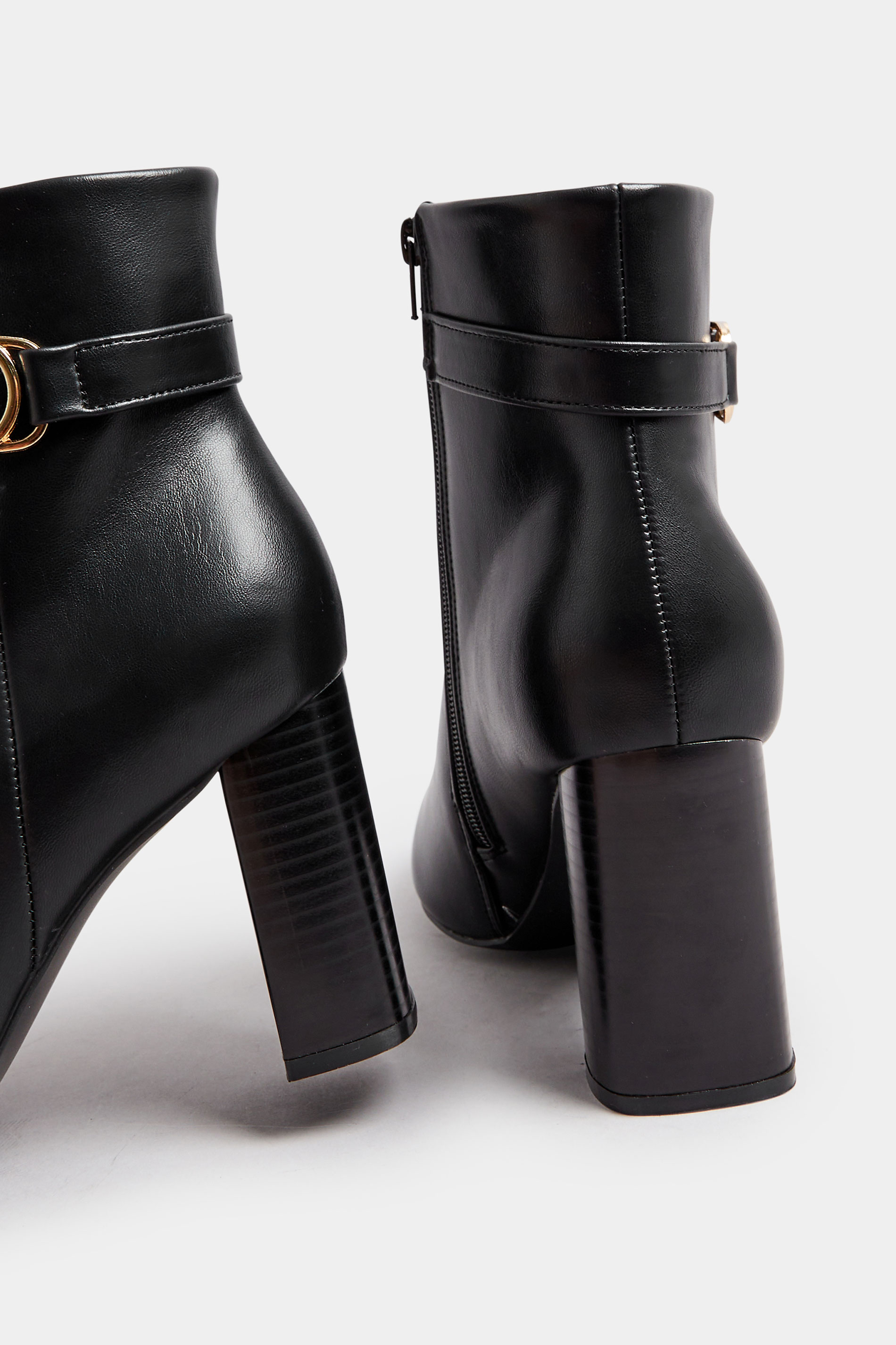 Black Faux Leather Buckle Detail Ankle Boots In Extra Wide EEE Fit | Yours Clothing  5